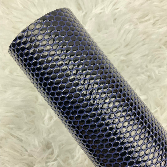 Blue and Black Oval Pebbles Textured Faux Leather Sheet