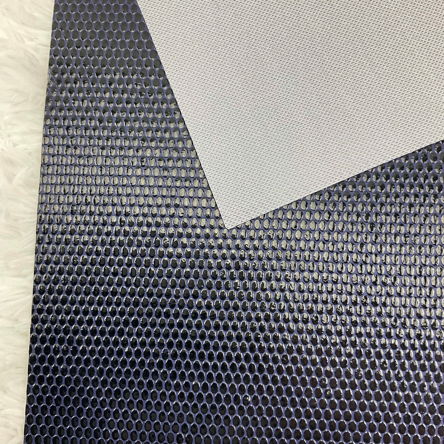 Blue and Black Oval Pebbles Textured Faux Leather Sheet