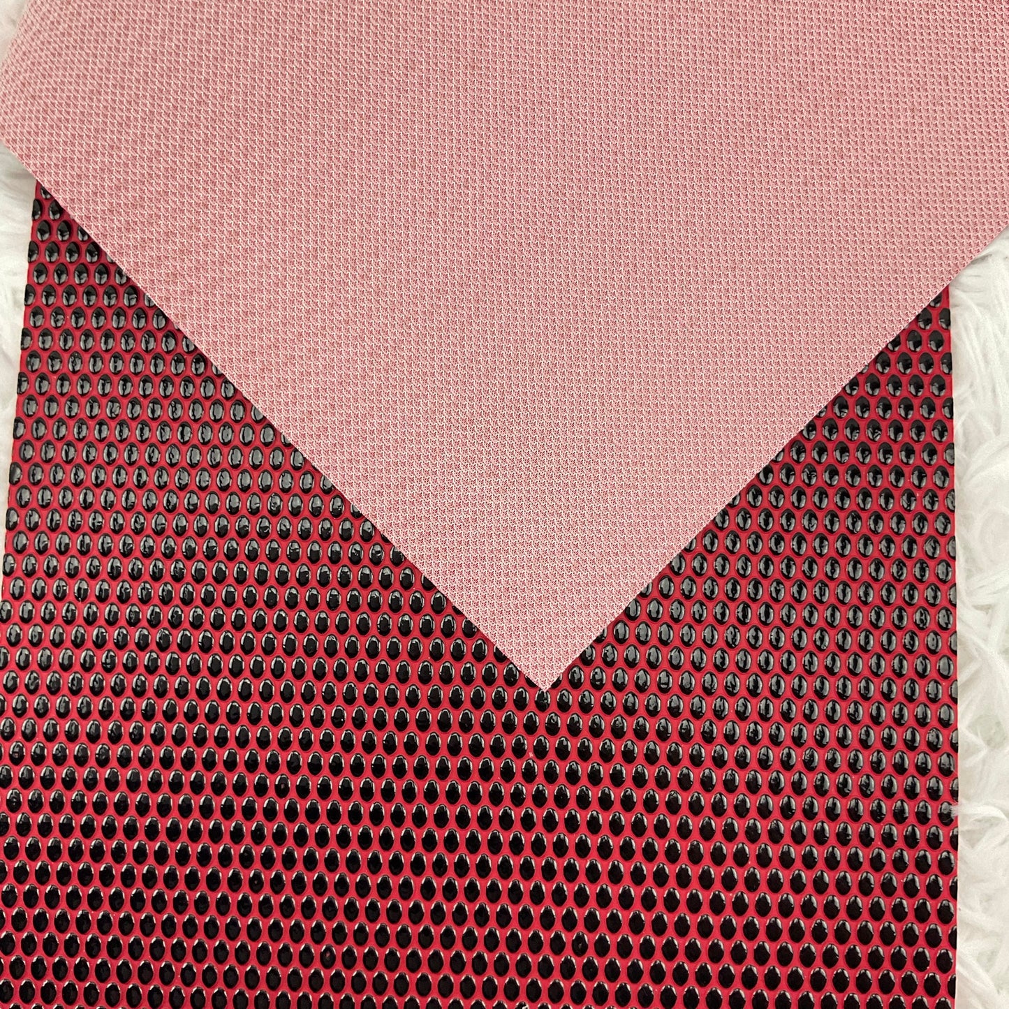 Red and Black Oval Pebbles Textured Faux Leather Sheet