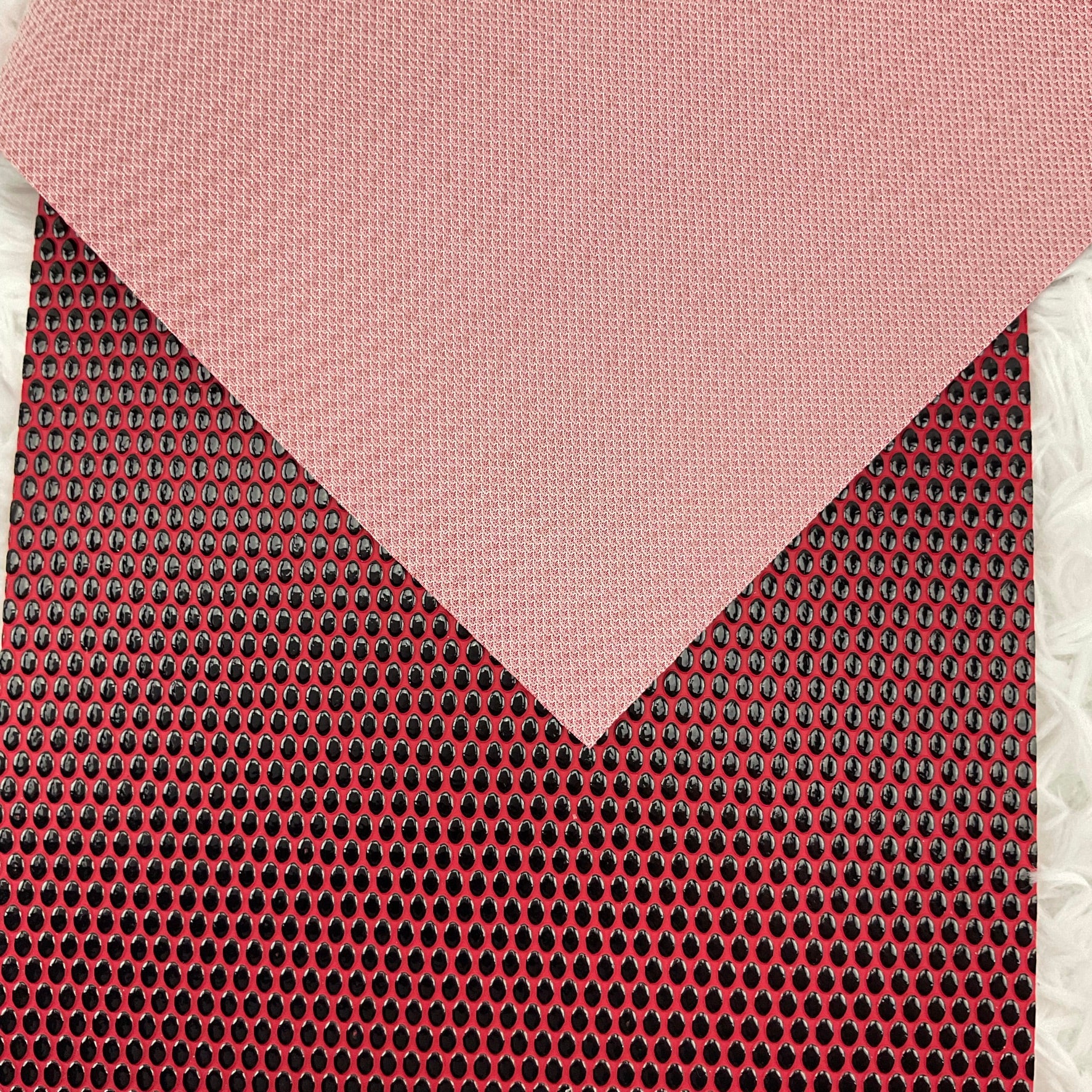 Red and Black Oval Pebbles Textured Faux Leather Sheet