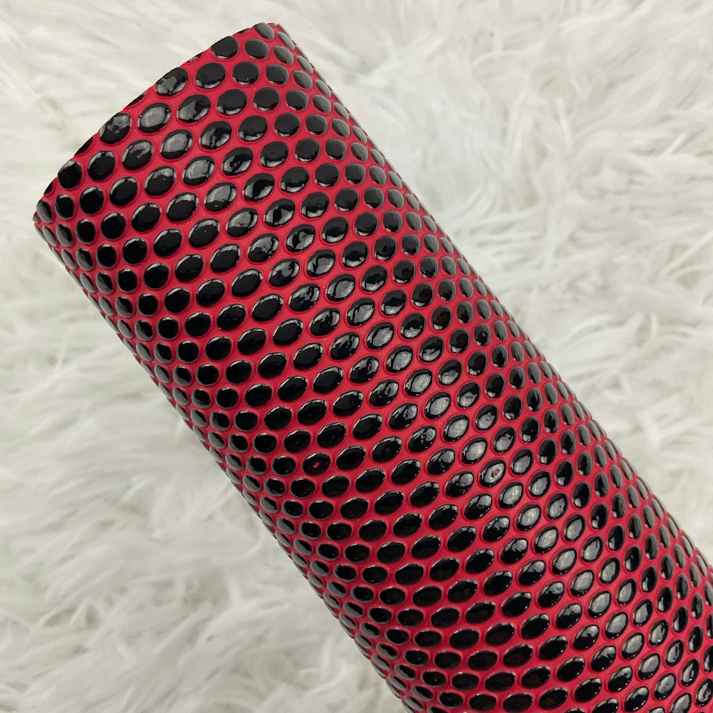 Red and Black Oval Pebbles Textured Faux Leather Sheet