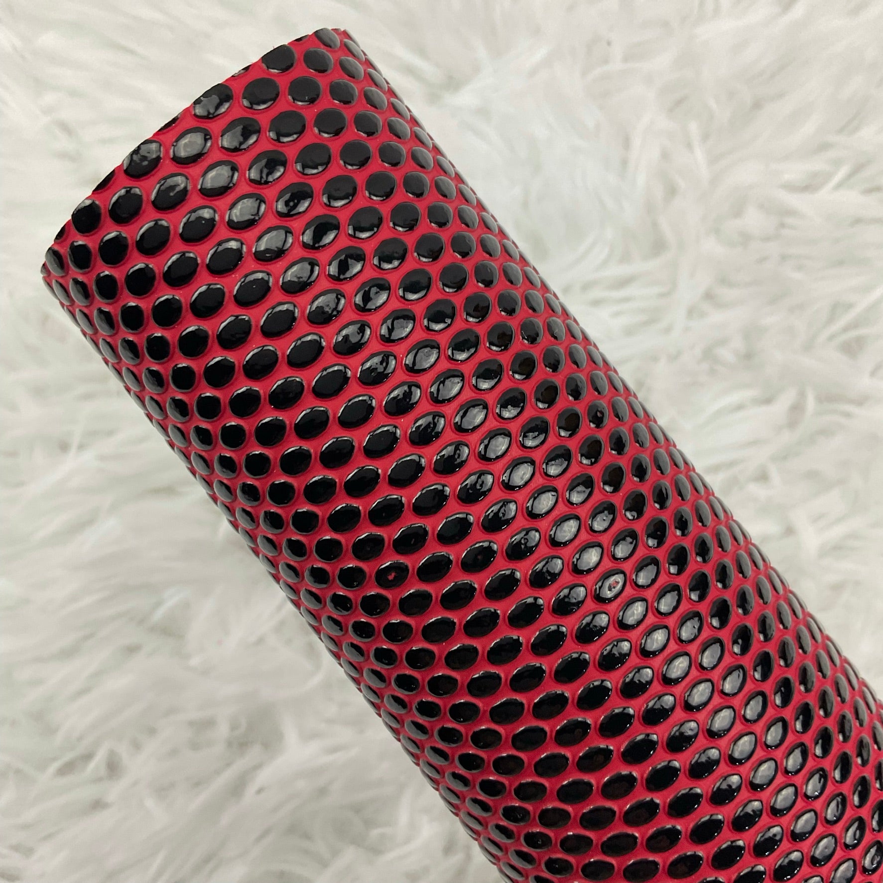 Red and Black Oval Pebbles Textured Faux Leather Sheet