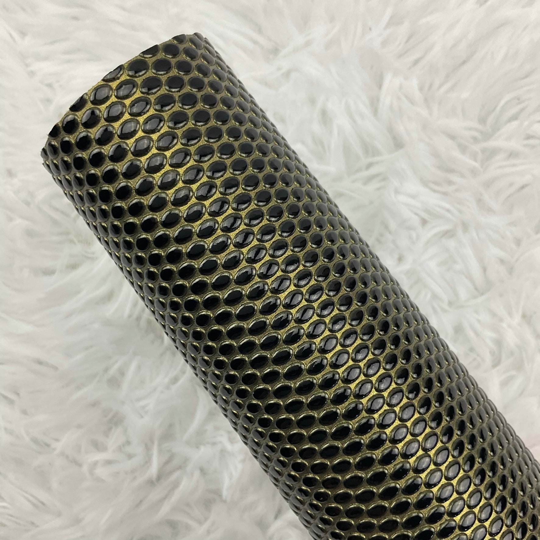 Green and Black Oval Pebbles Textured Faux Leather Sheet