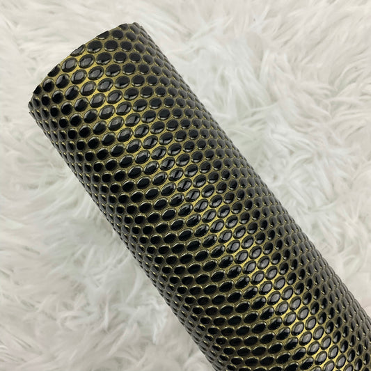 Green and Black Oval Pebbles Textured Faux Leather Sheet