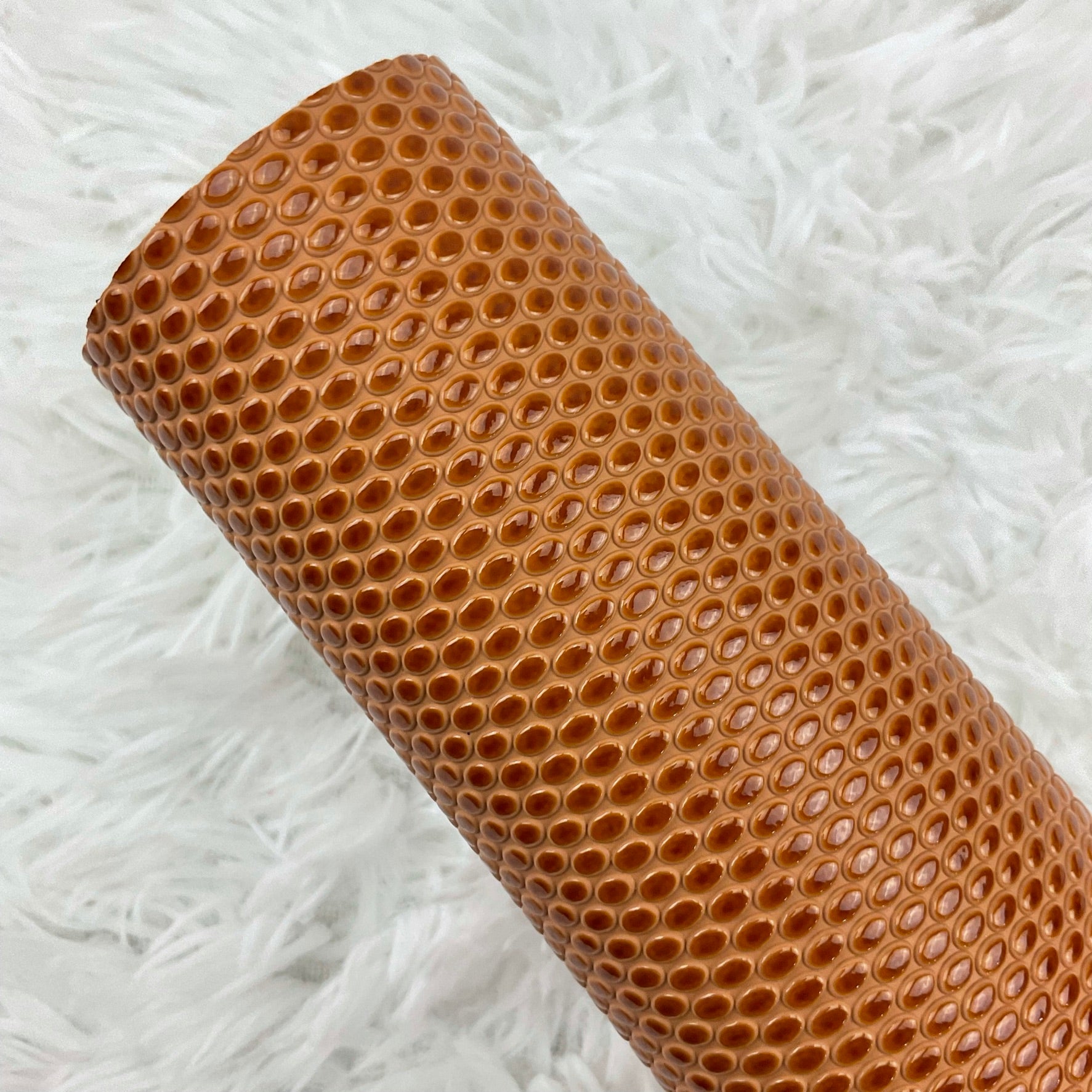 Brown Oval Pebbles Textured Faux Leather Sheet