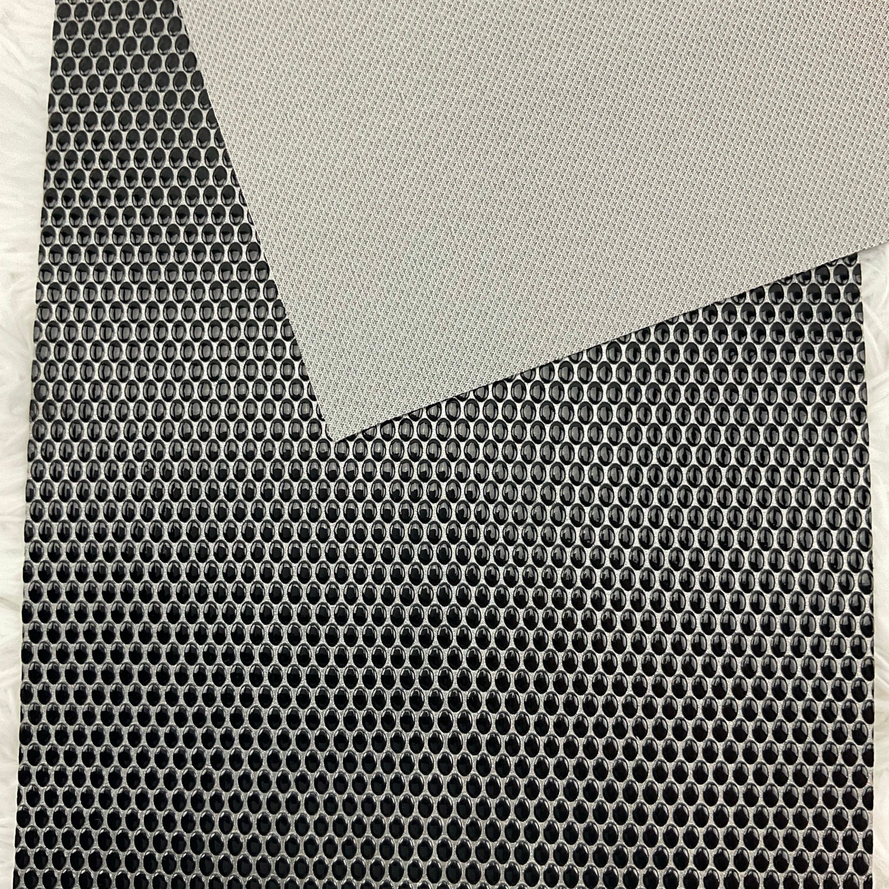 Silver and Black Oval Pebbles Textured Faux Leather Sheet