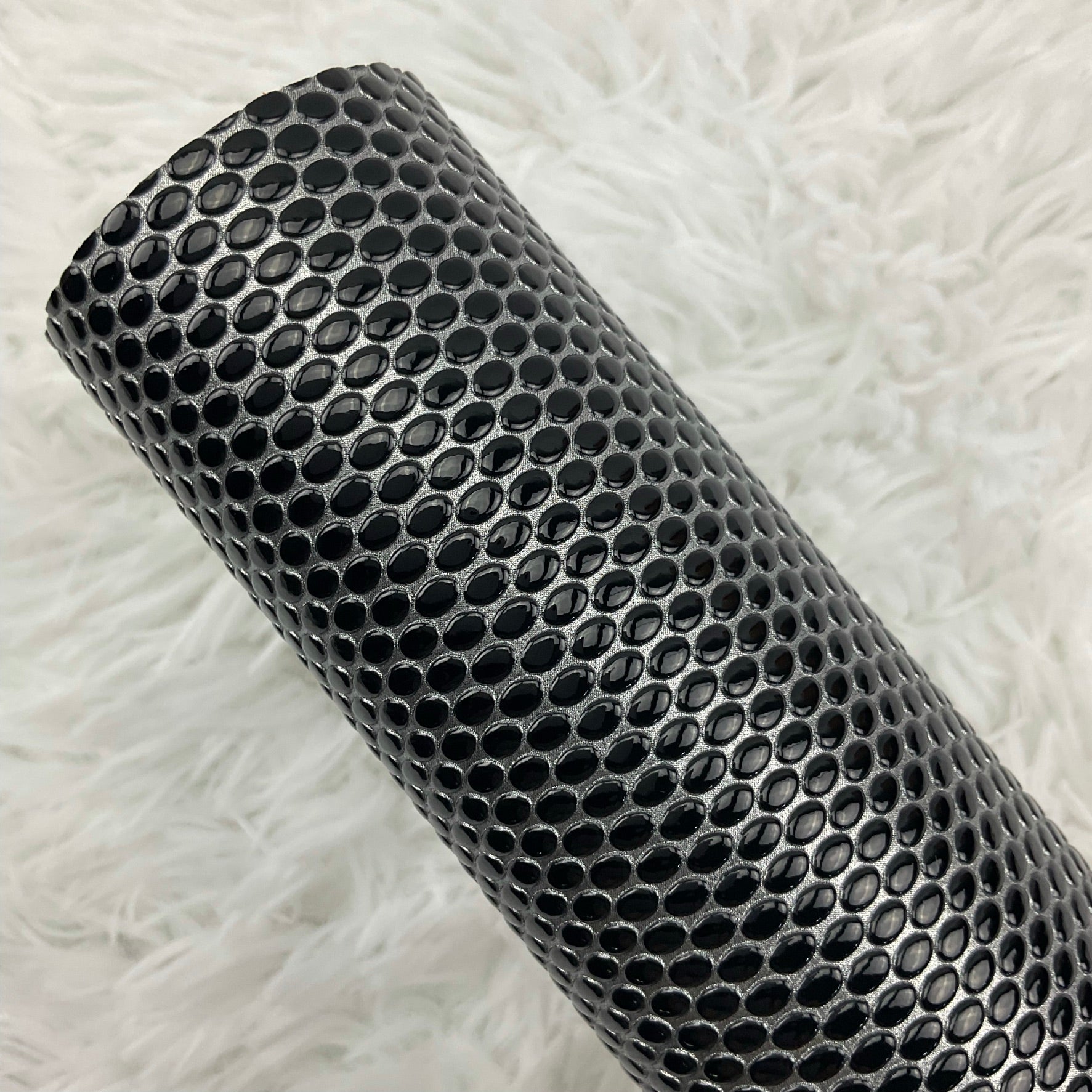 Silver and Black Oval Pebbles Textured Faux Leather Sheet