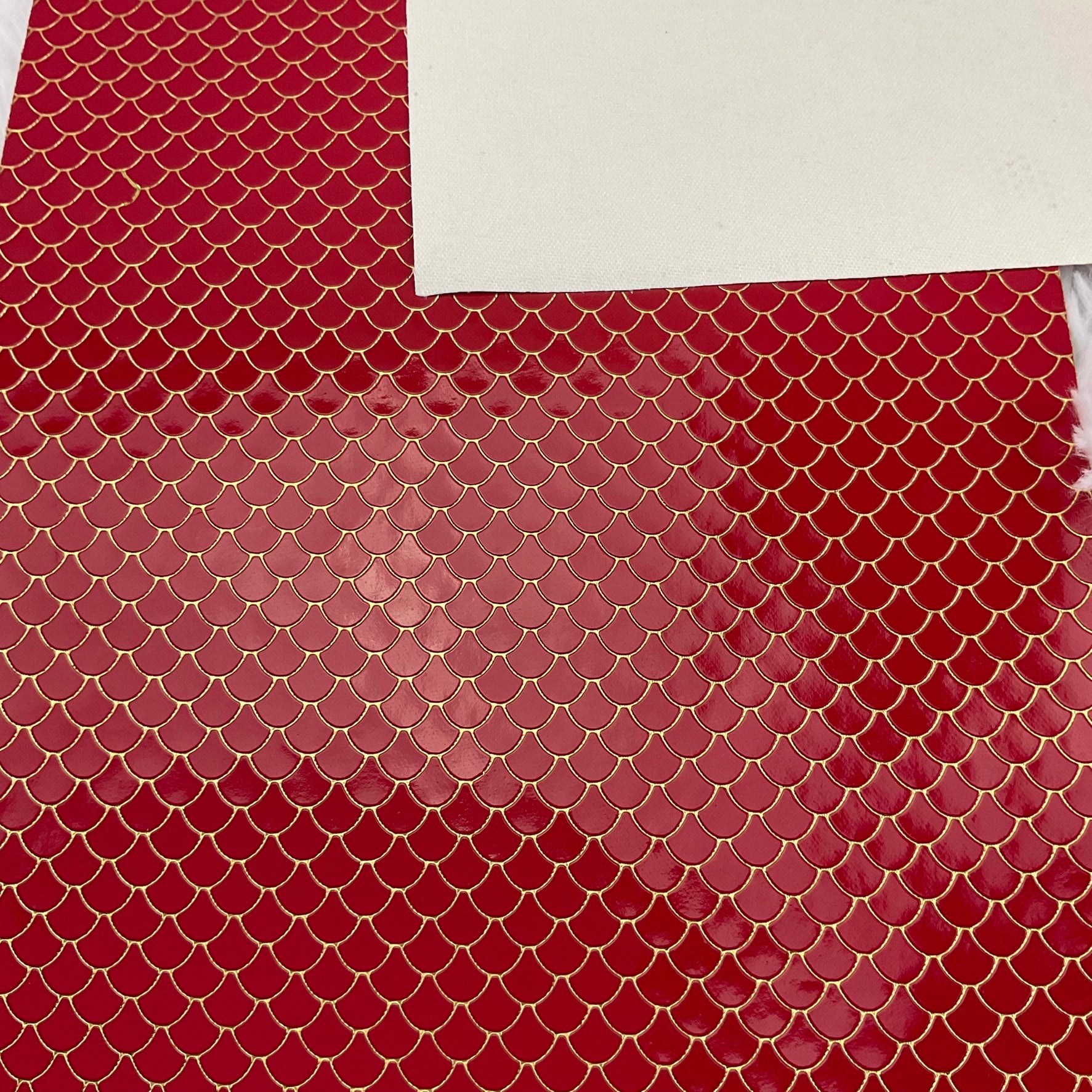 Embossed Fish Scales Smooth Glossy Faux Leather