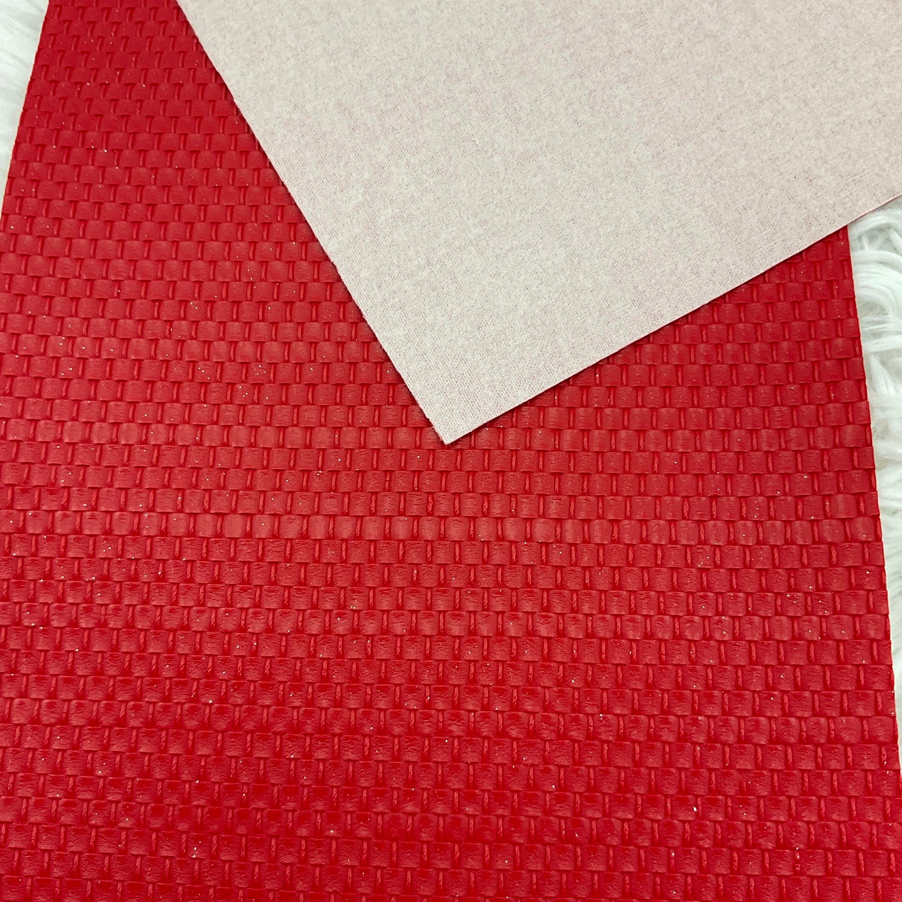 Red Basket Weave Textured Faux Leather