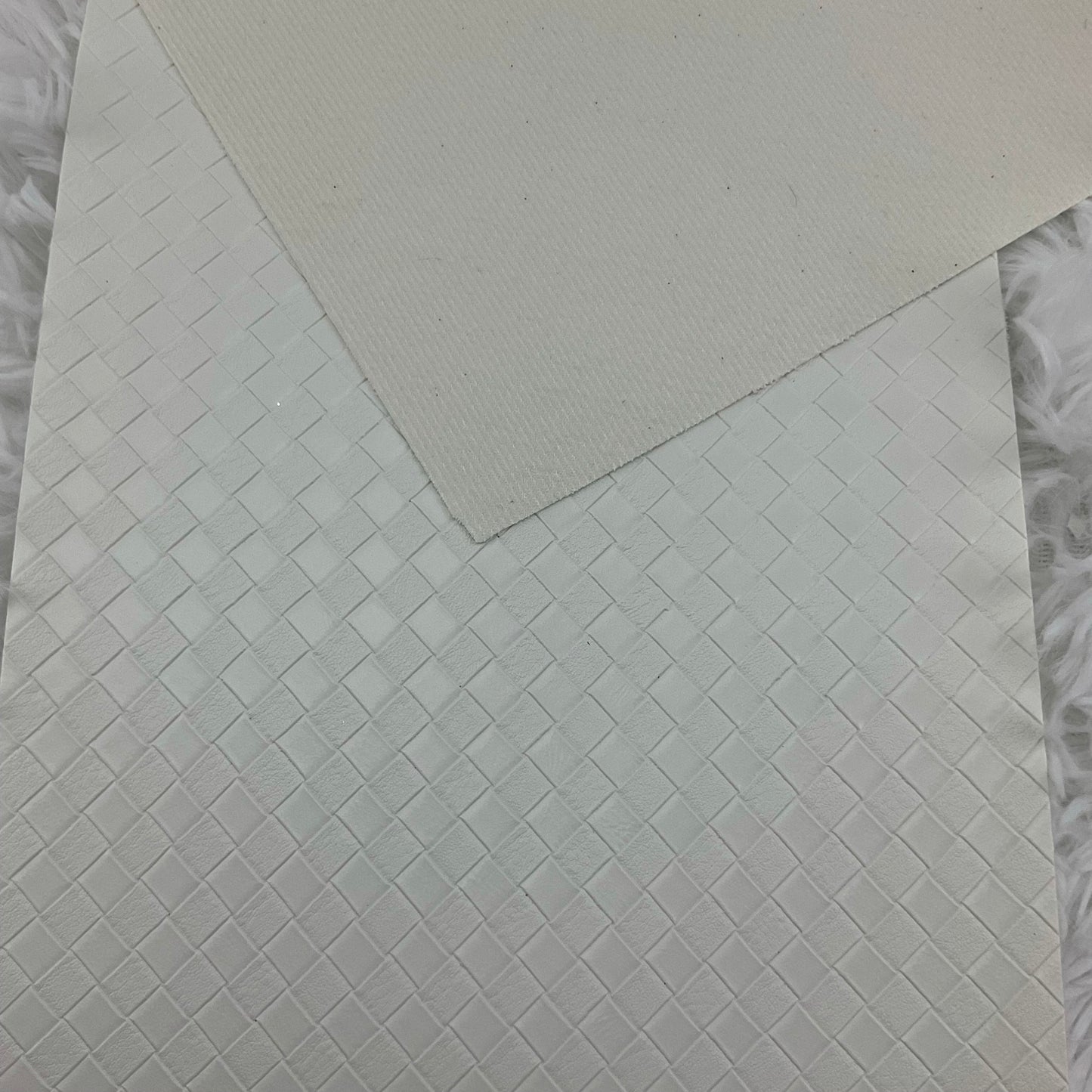 White Basket Weave Textured Faux Leather