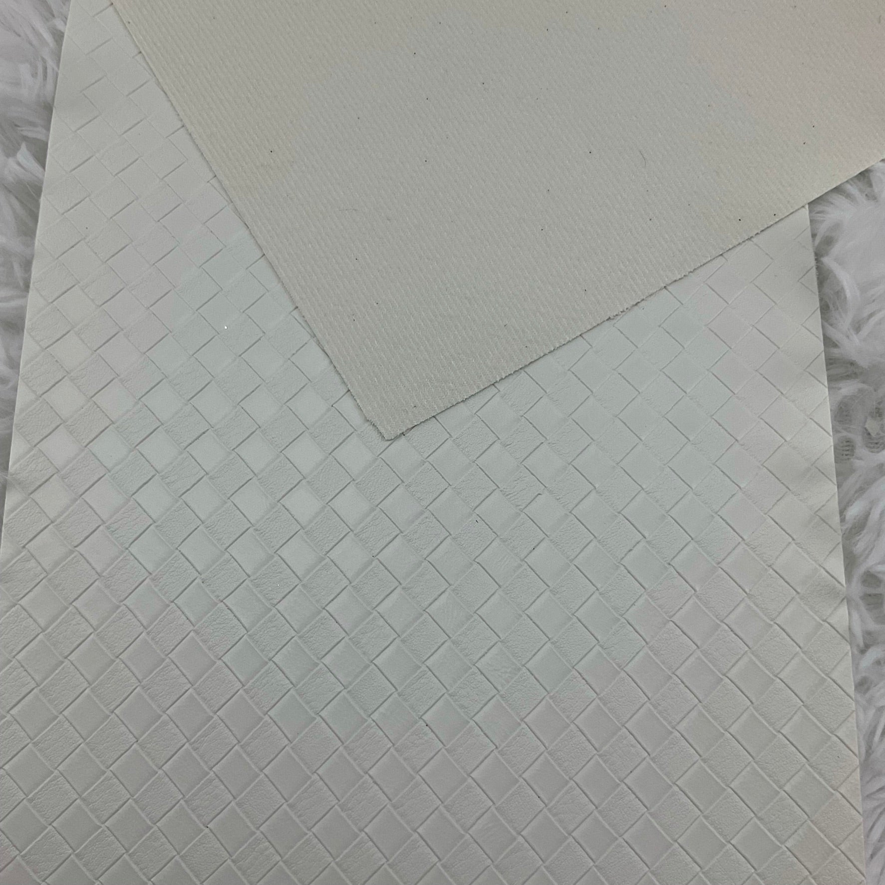 White Basket Weave Textured Faux Leather