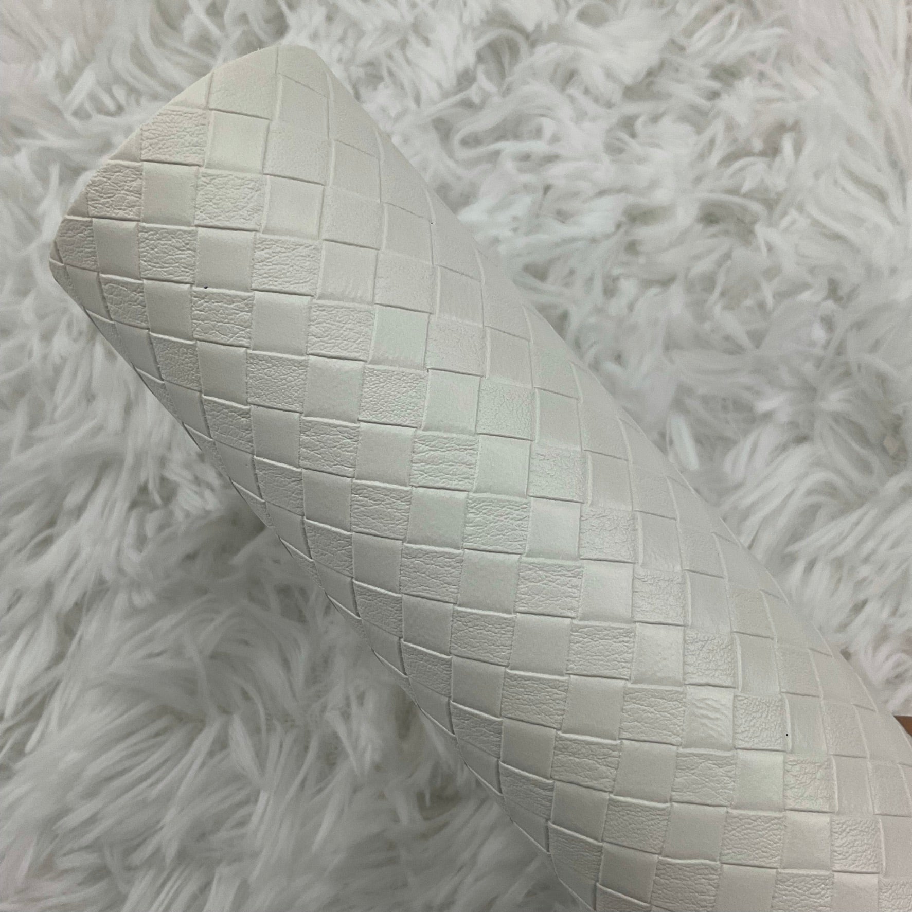 White Basket Weave Textured Faux Leather