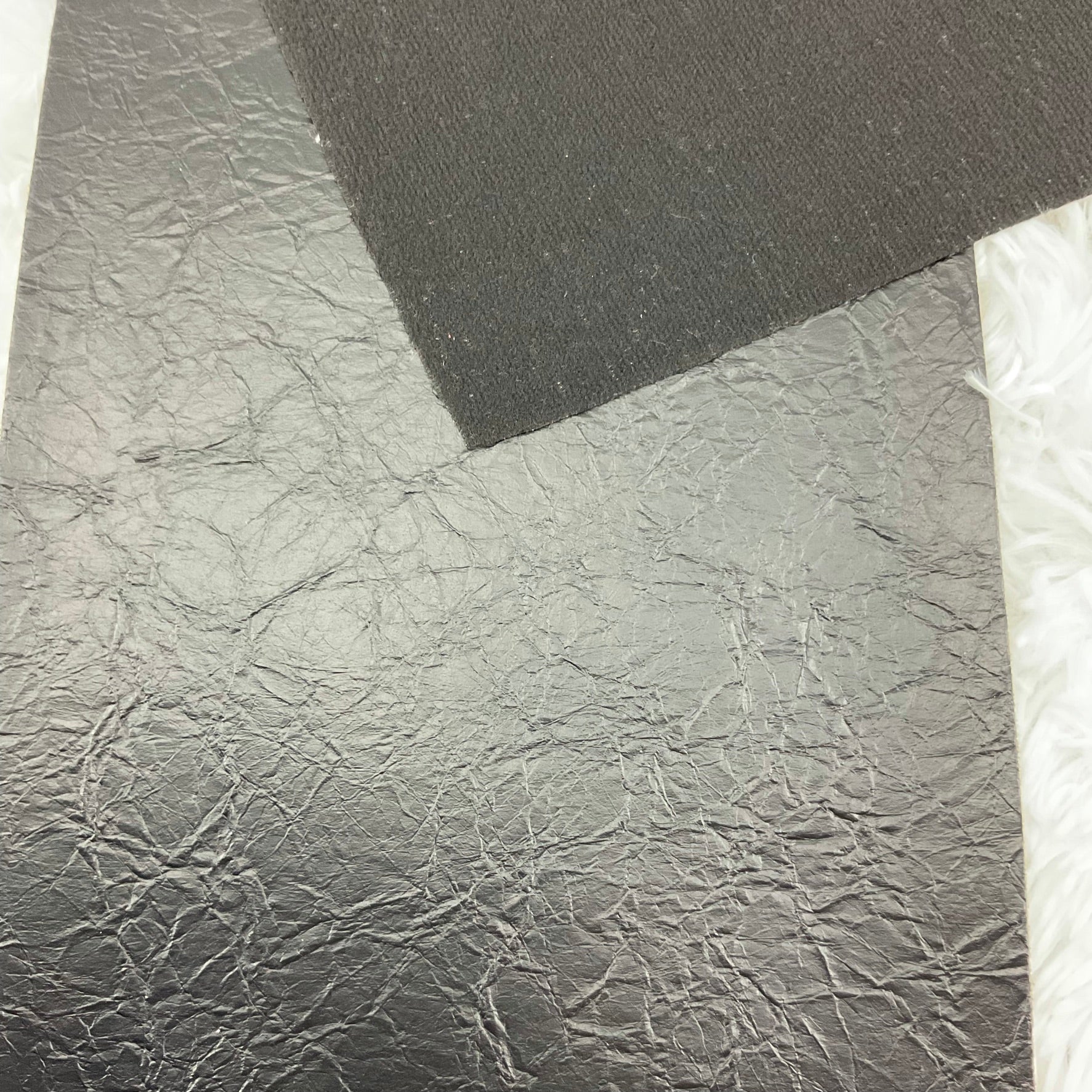 Black Wrinkle Textured Faux Leather