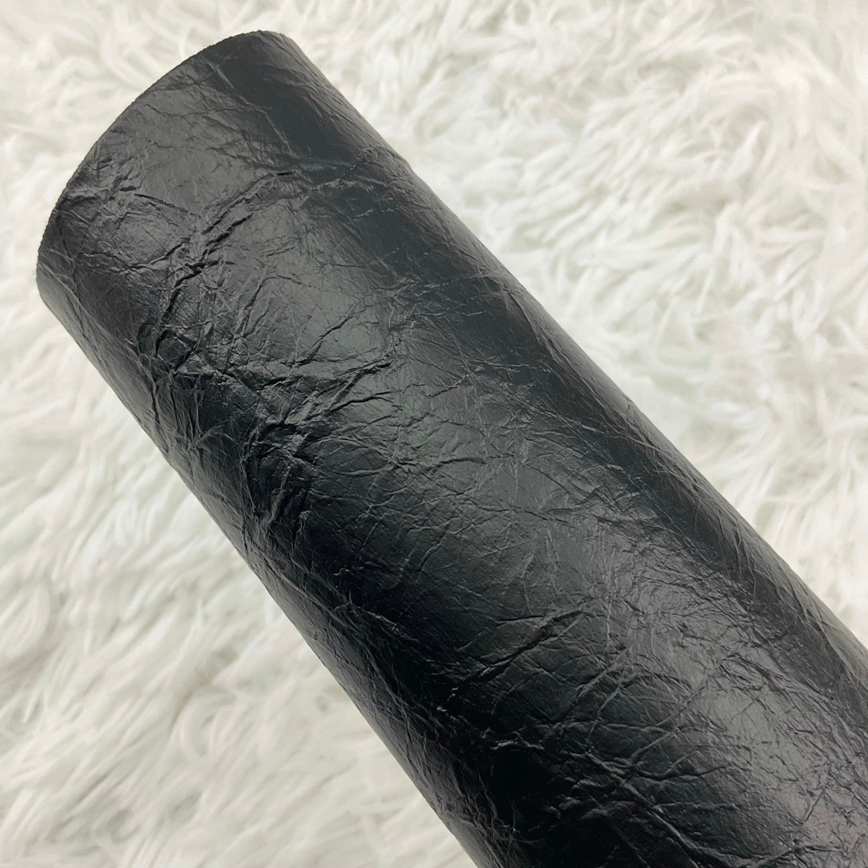 Black Wrinkle Textured Faux Leather