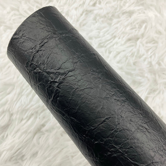 Black Wrinkle Textured Faux Leather