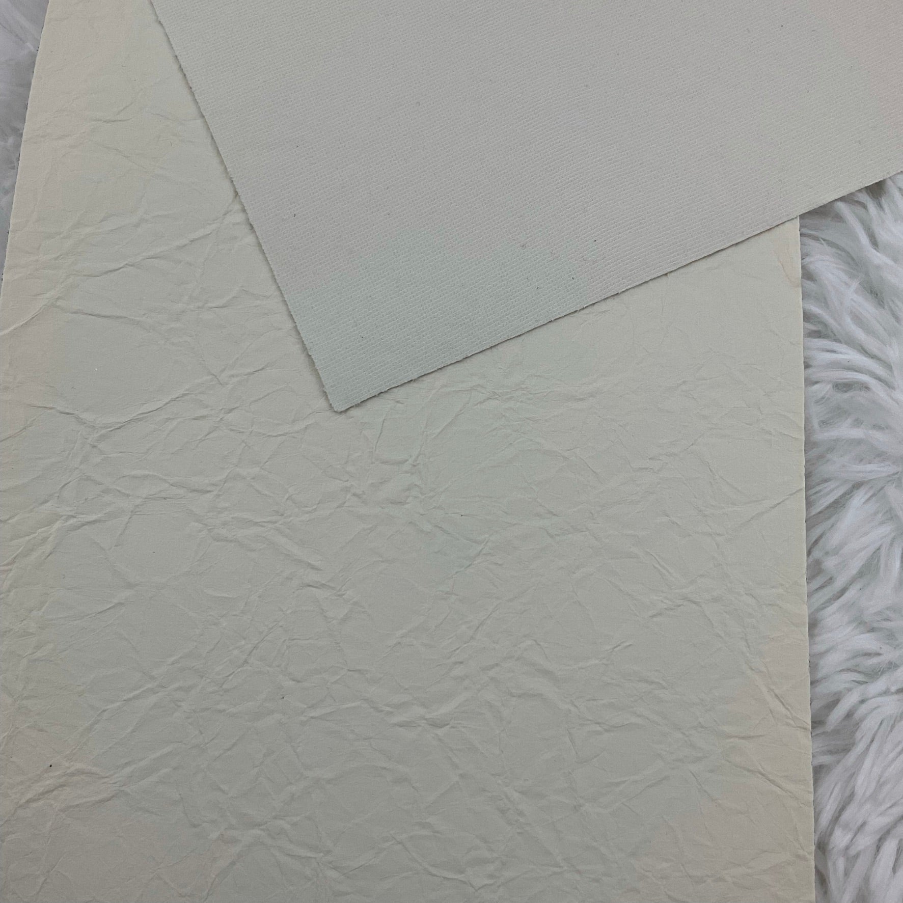 White Wrinkle Textured Faux Leather