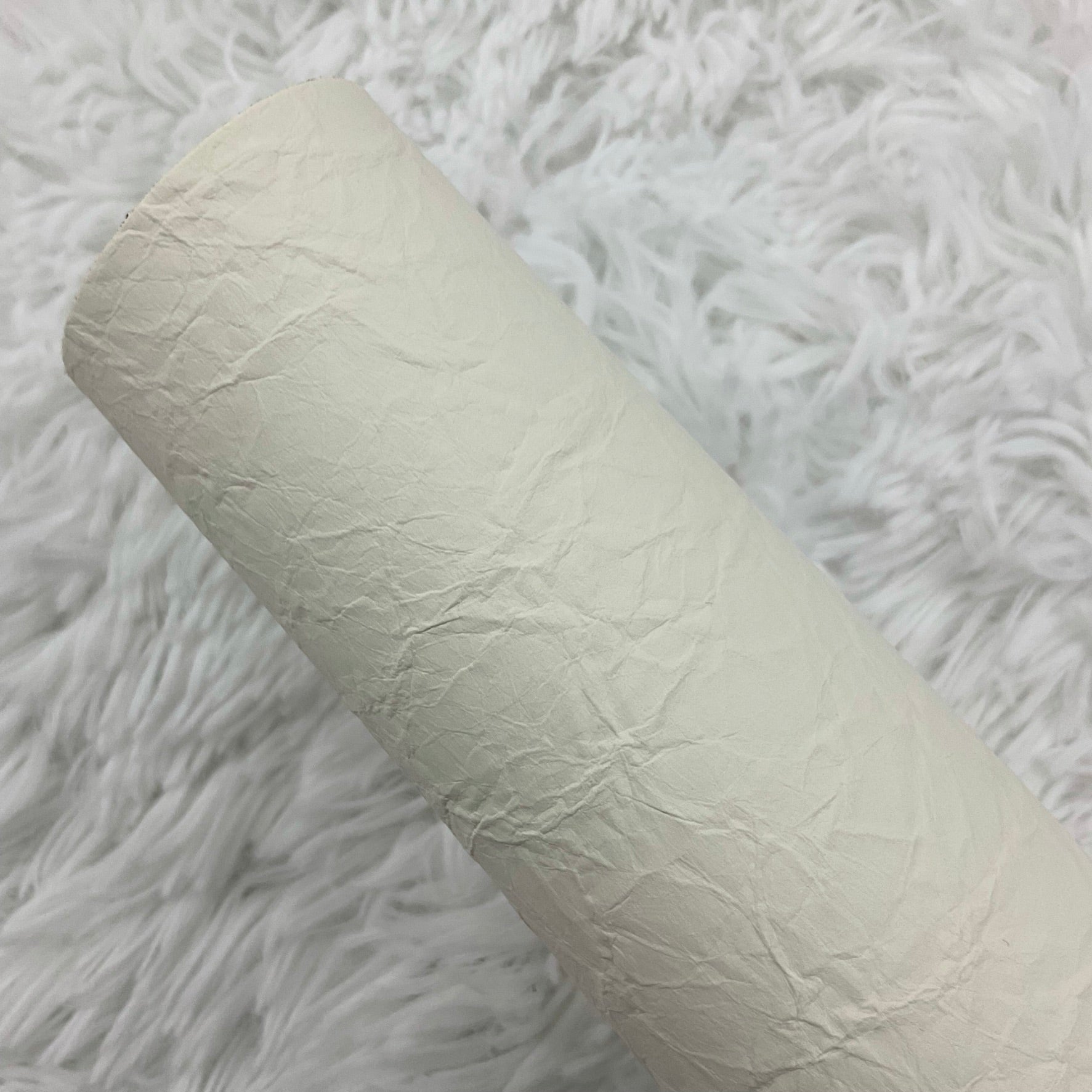 White Wrinkle Textured Faux Leather