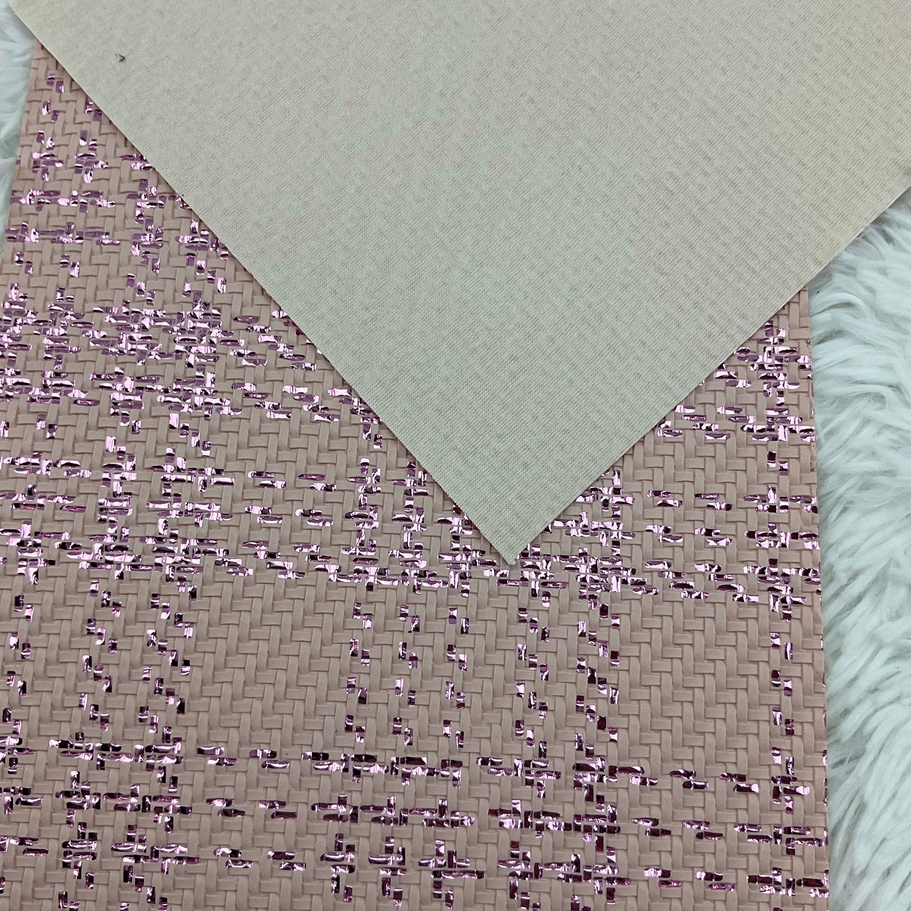 Pink Basket Weave Textured Faux Leather
