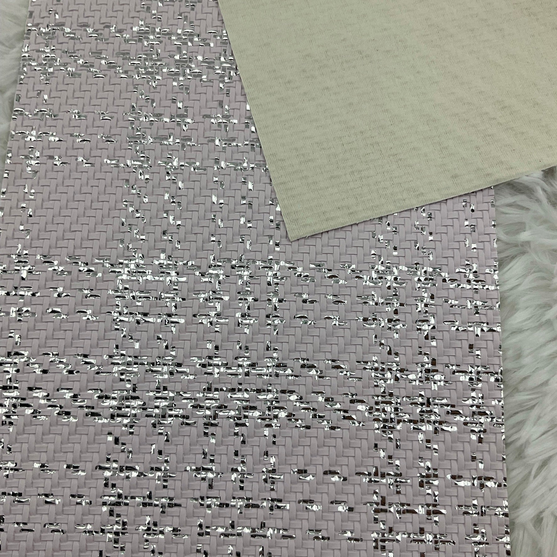 Light Pink Basket Weave Textured Faux Leather