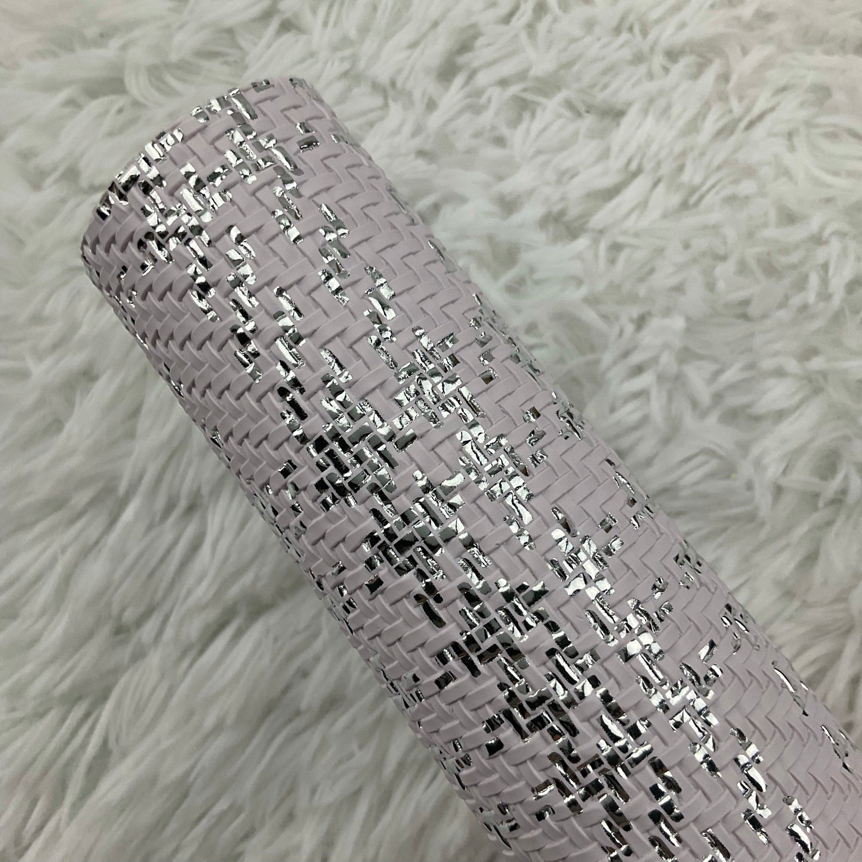 Light Pink Basket Weave Textured Faux Leather