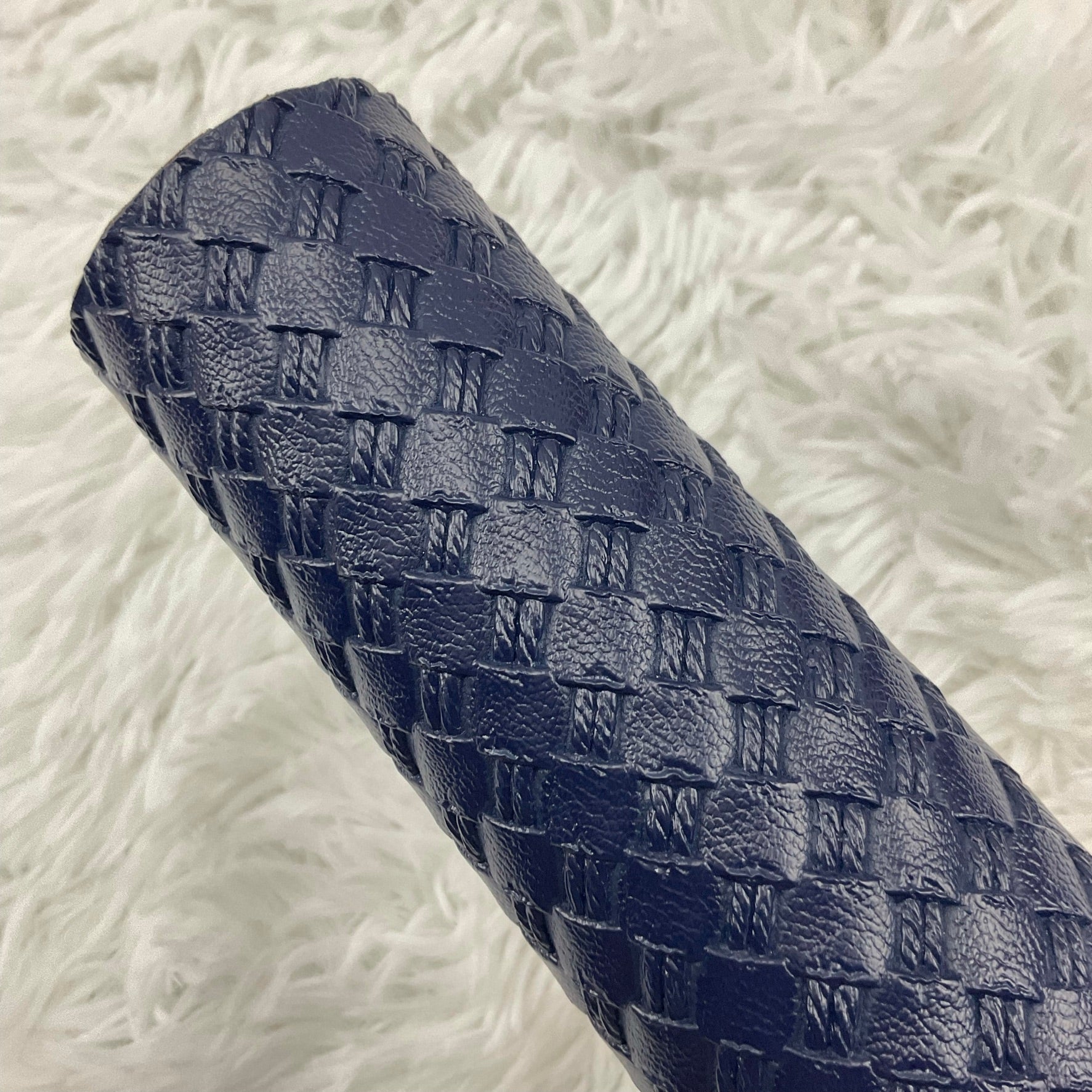 Blue Basket Weave Textured Faux Leather
