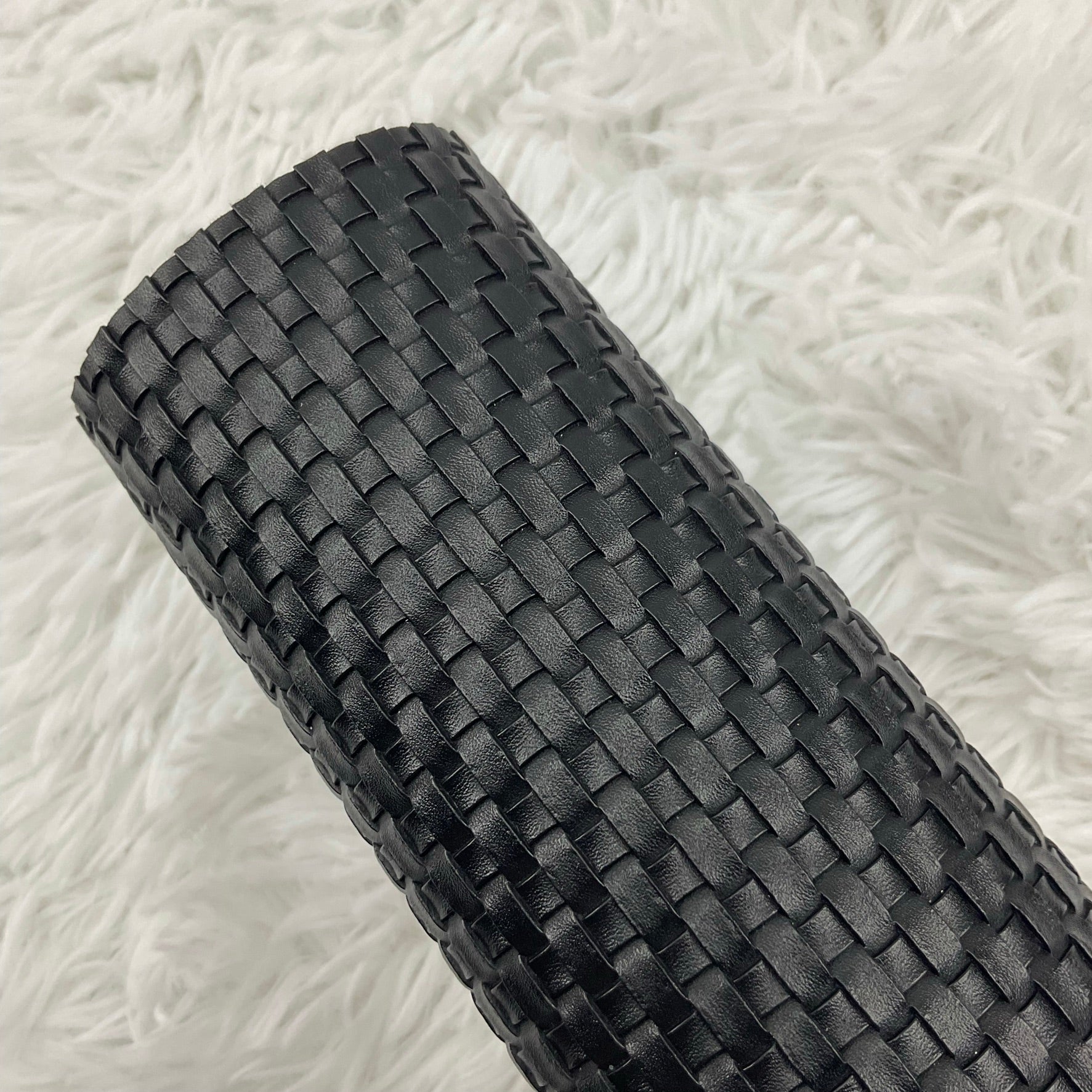 Black Basket Weave Textured Faux Leather