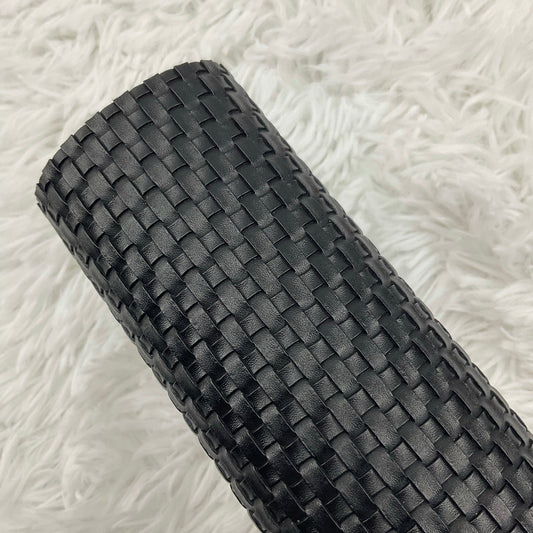 Black Basket Weave Textured Faux Leather