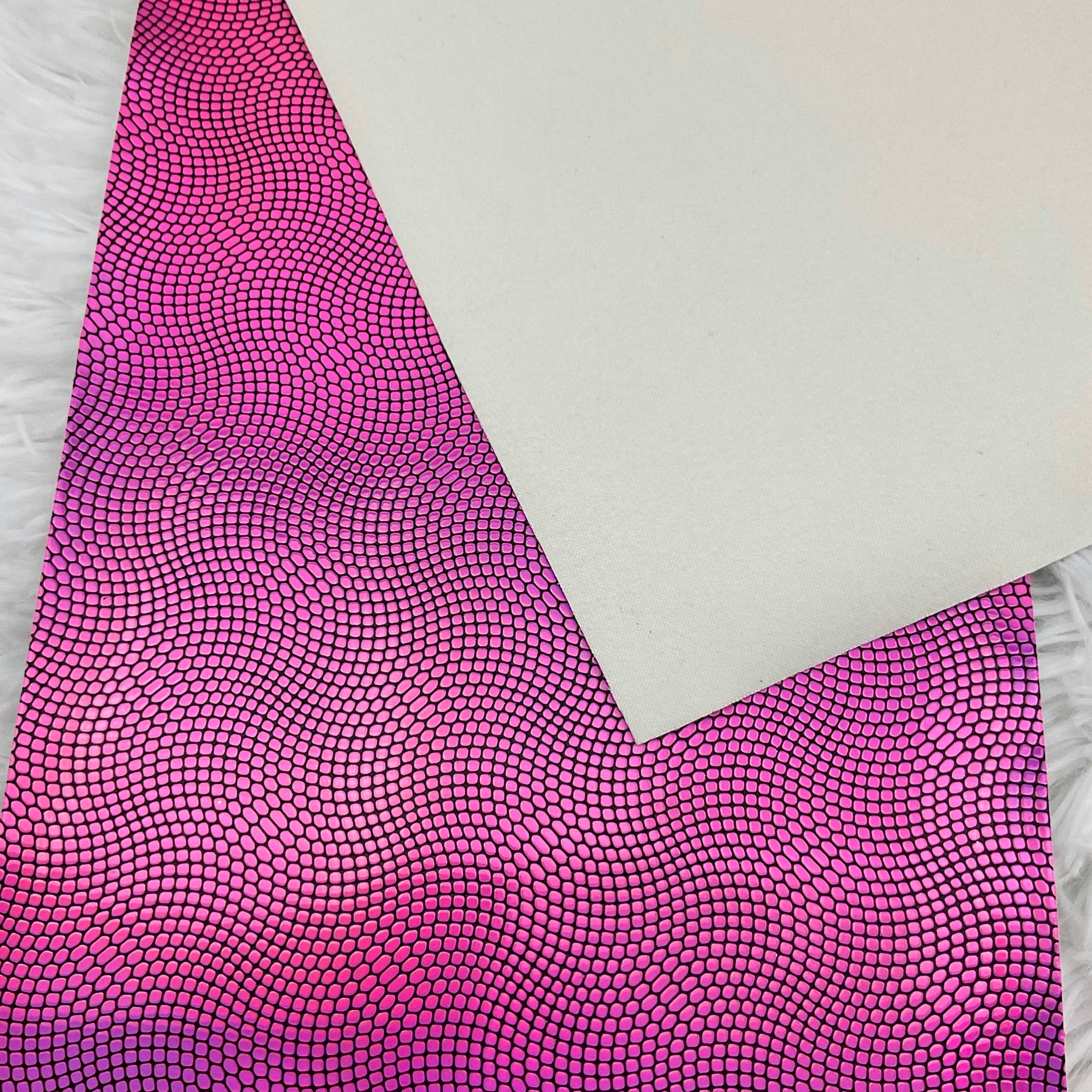 Pink and Black Embossed Pebbles Glossy Faux Leather