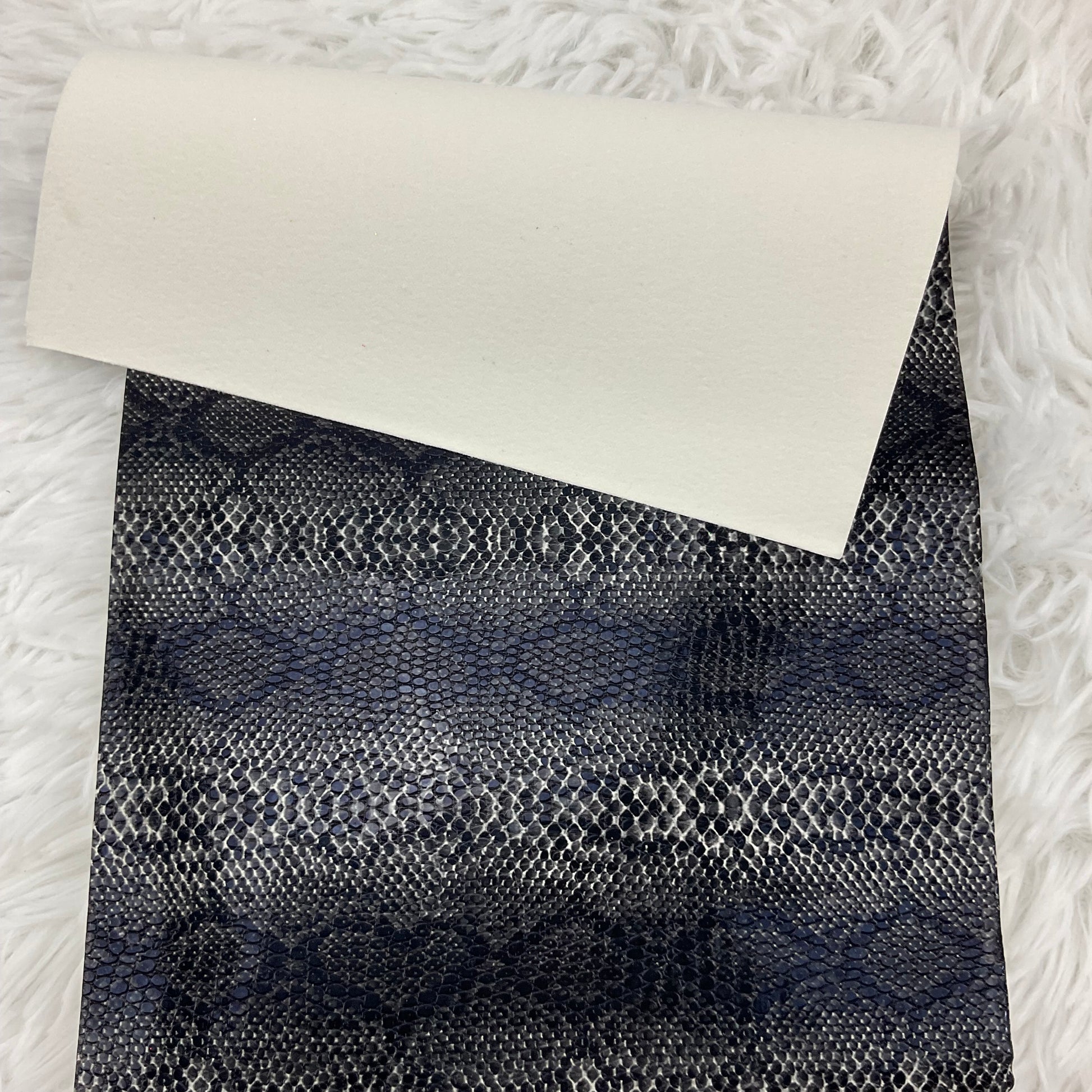 Black Snake Skin Textured Faux Leather