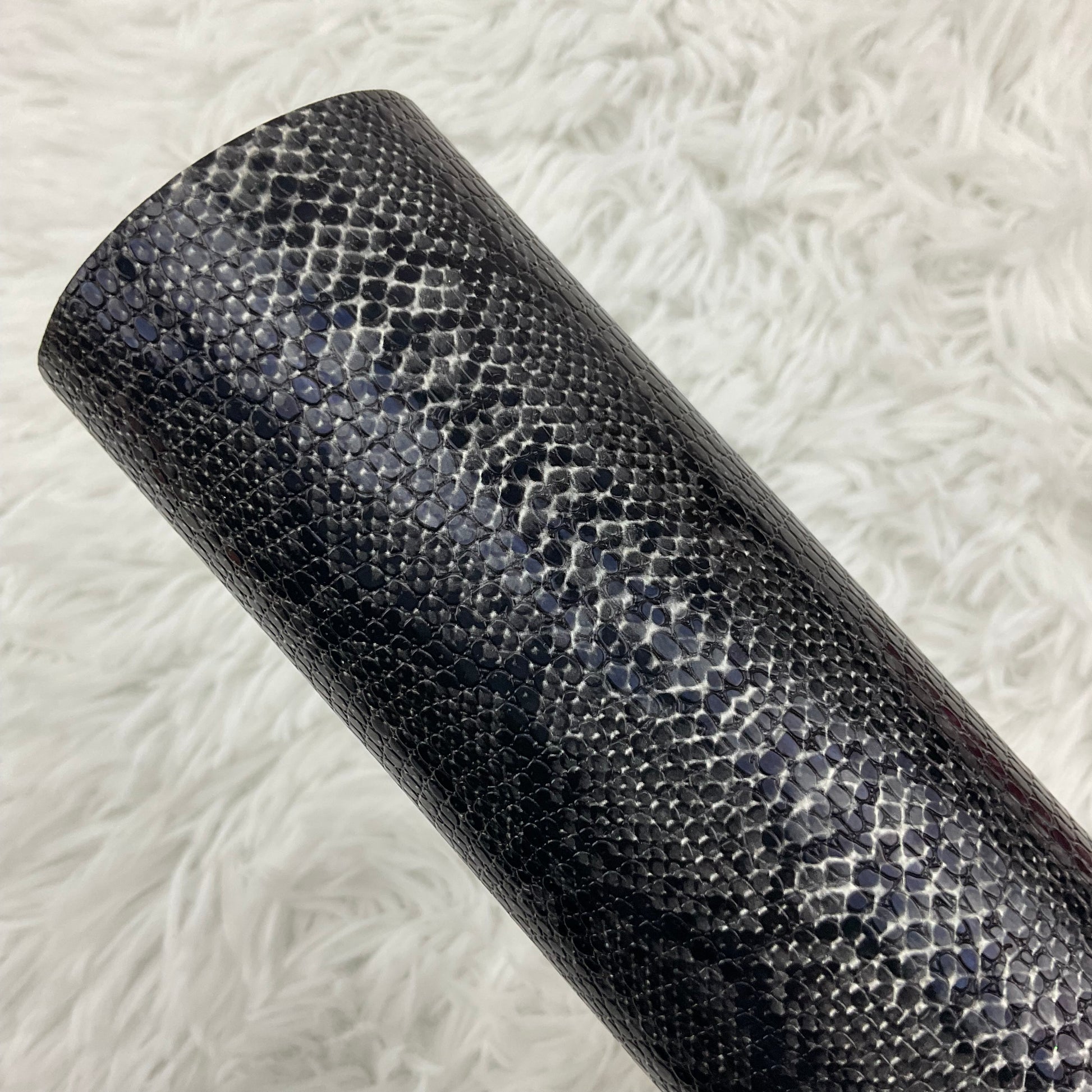 Black Snake Skin Textured Faux Leather