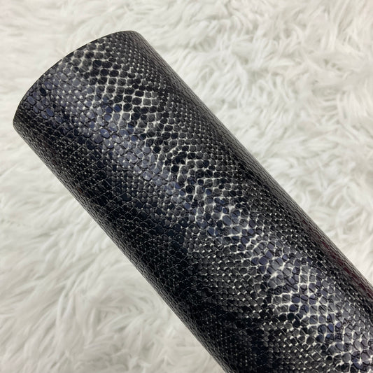 Black Snake Skin Textured Faux Leather