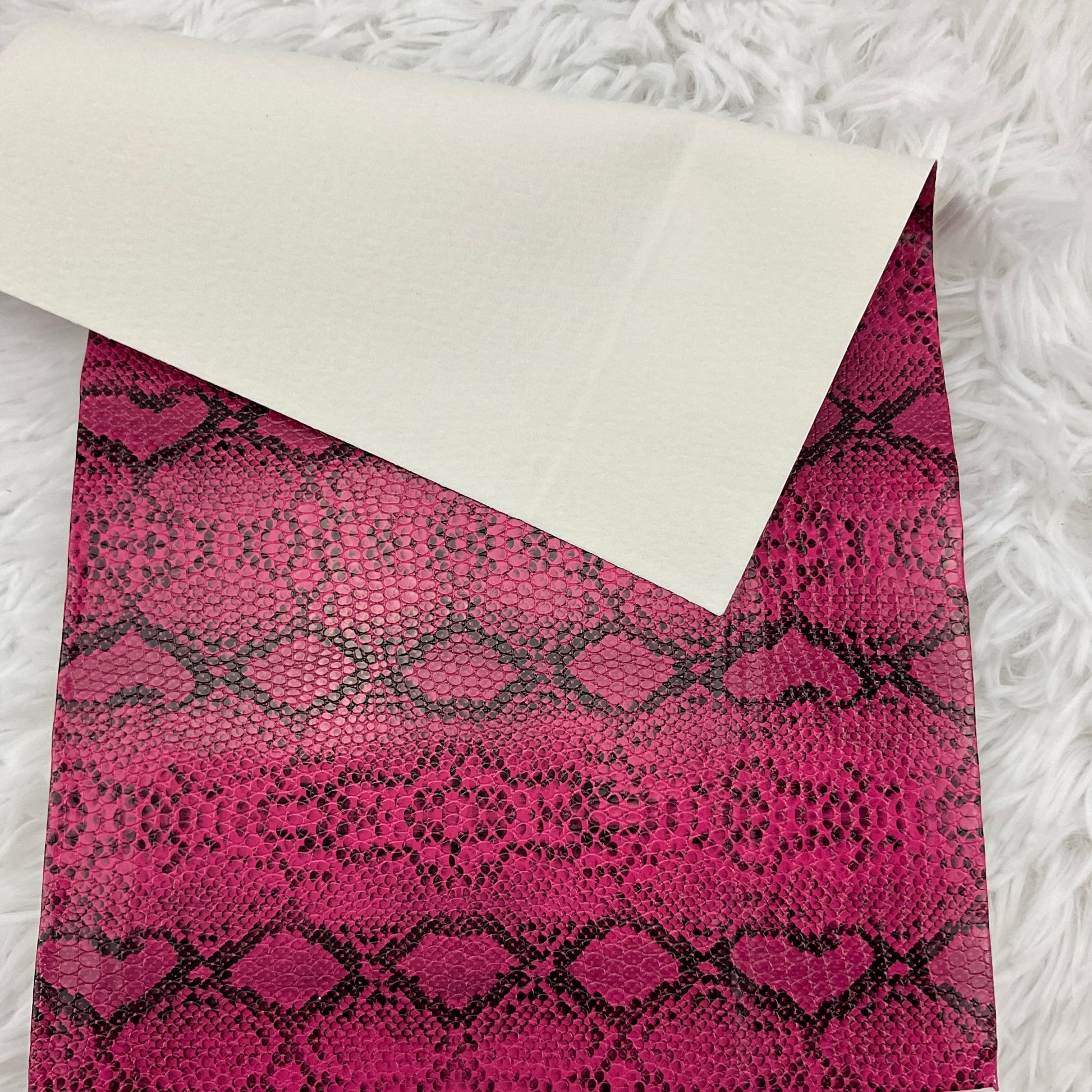 Pink Snake Skin Textured Faux Leather