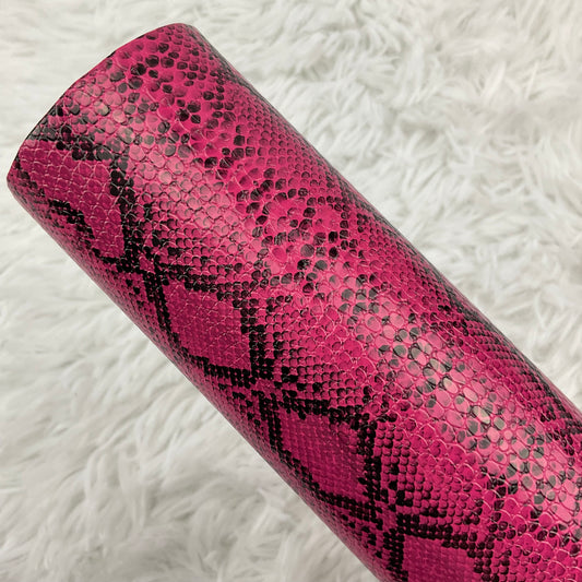 Pink Snake Skin Textured Faux Leather