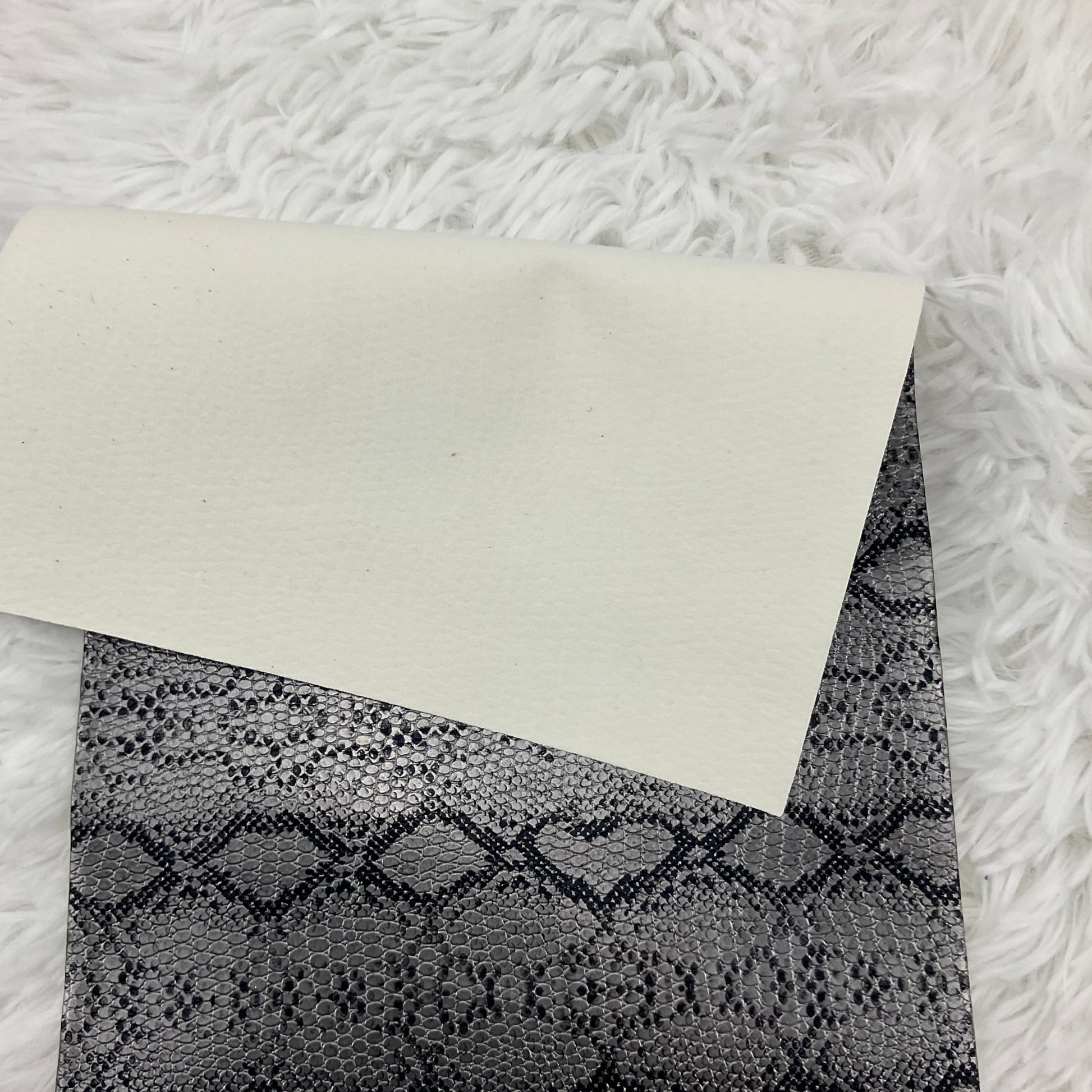 Gray Snake Skin Textured Faux Leather