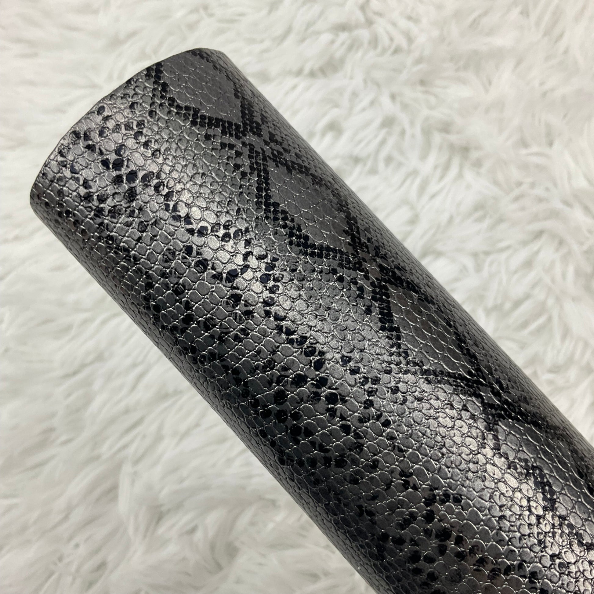 Gray Snake Skin Textured Faux Leather