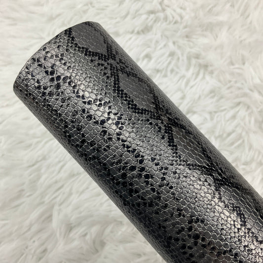 Gray Snake Skin Textured Faux Leather