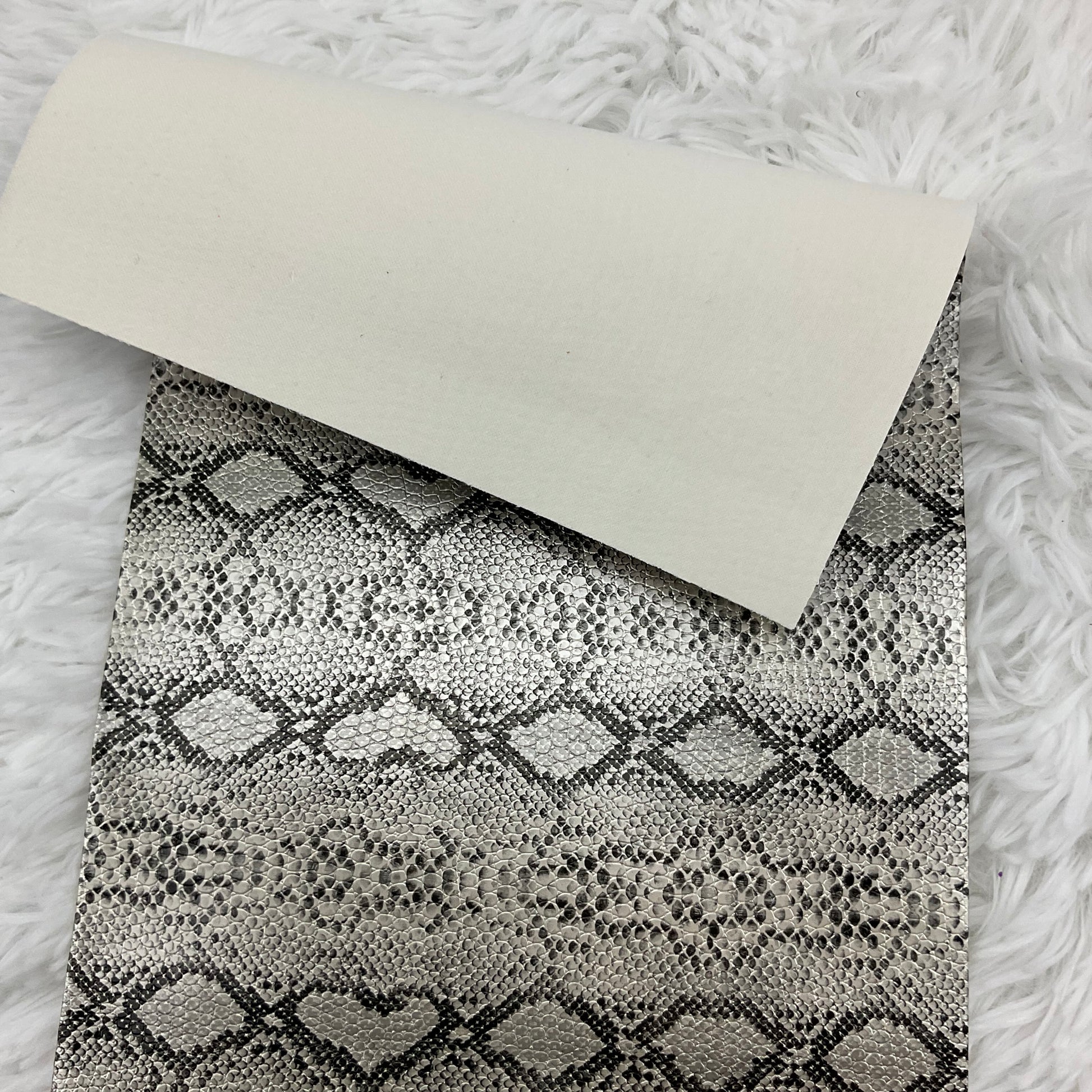 Silver Snake Skin Textured Faux Leather