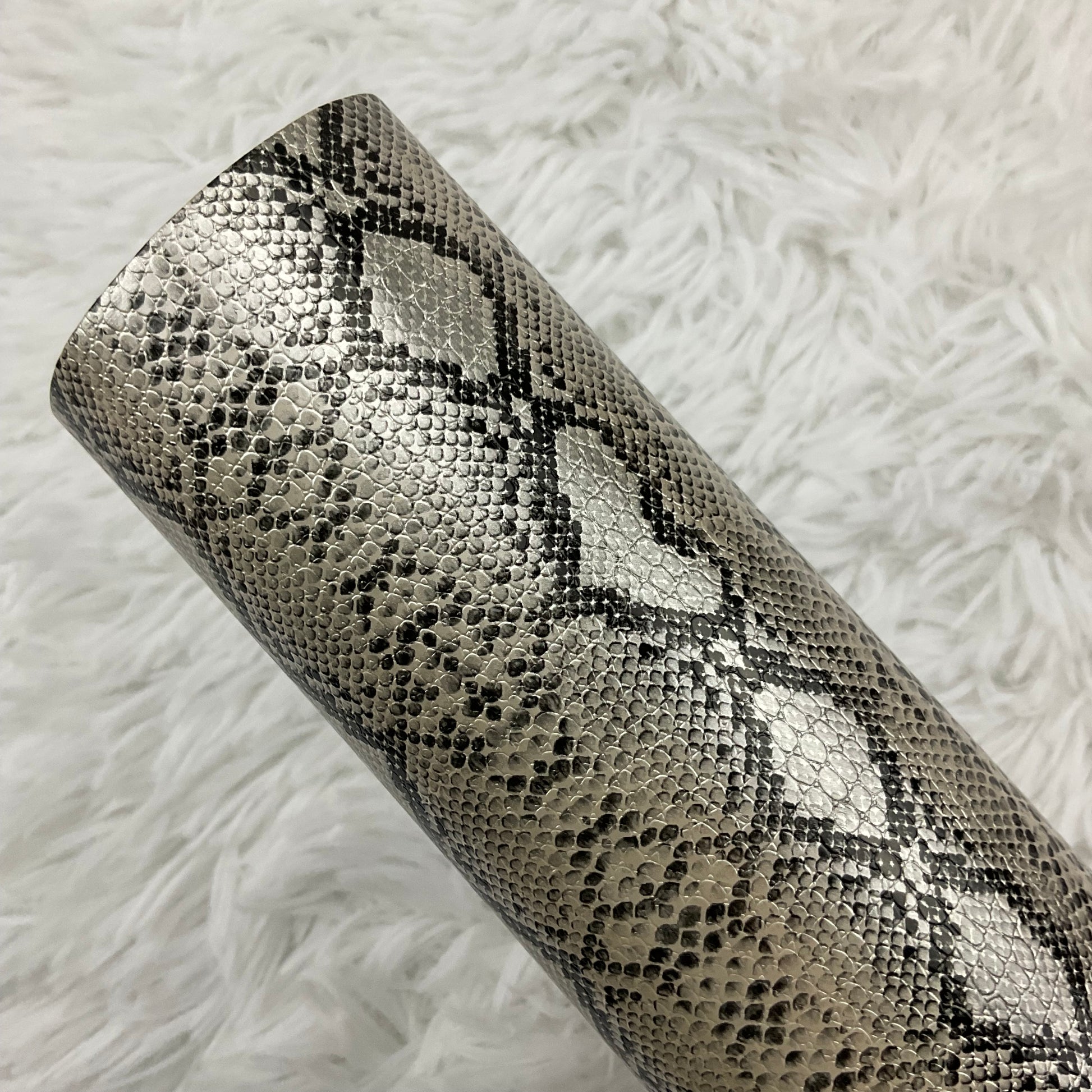 Silver Snake Skin Textured Faux Leather