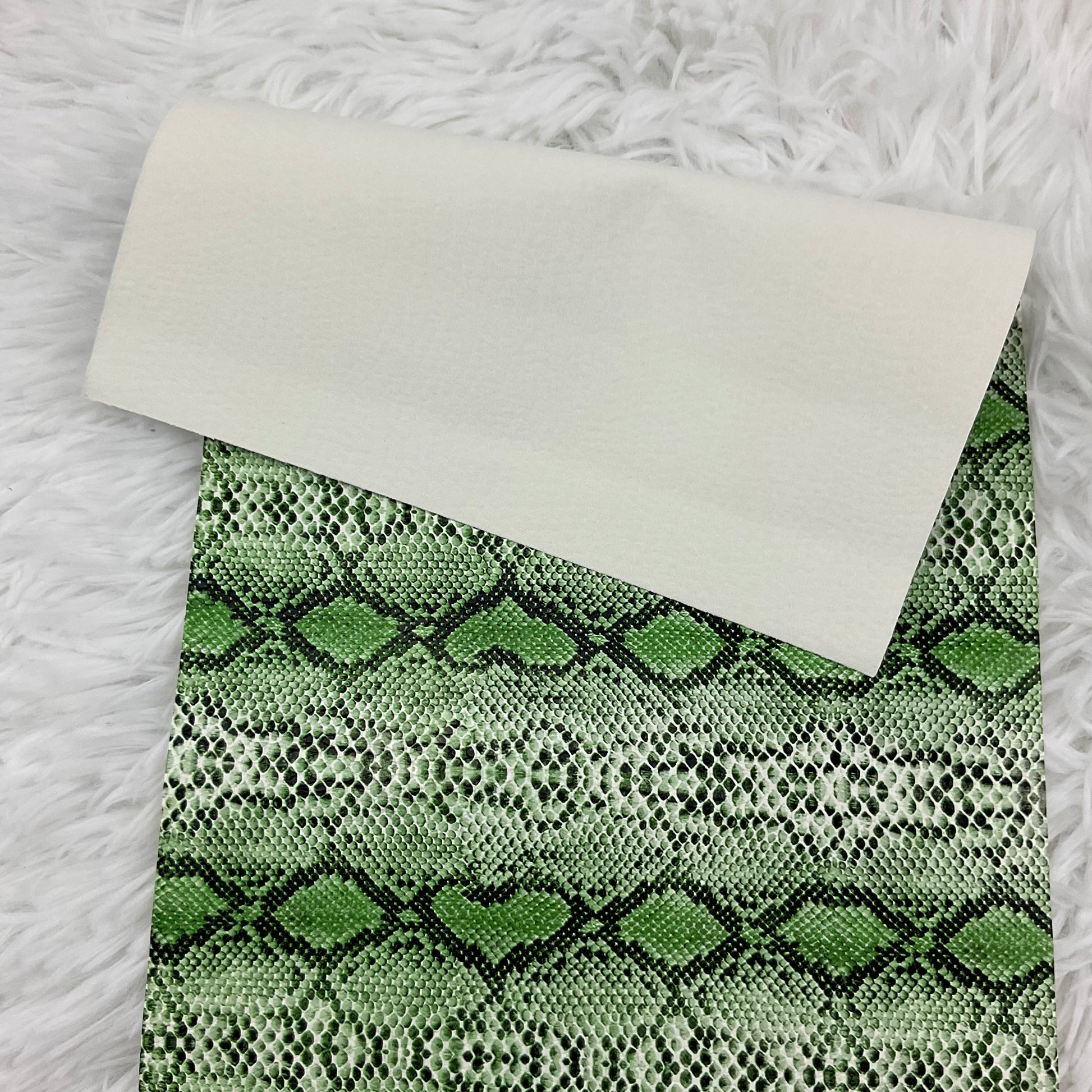 Green Snake Skin Textured Faux Leather