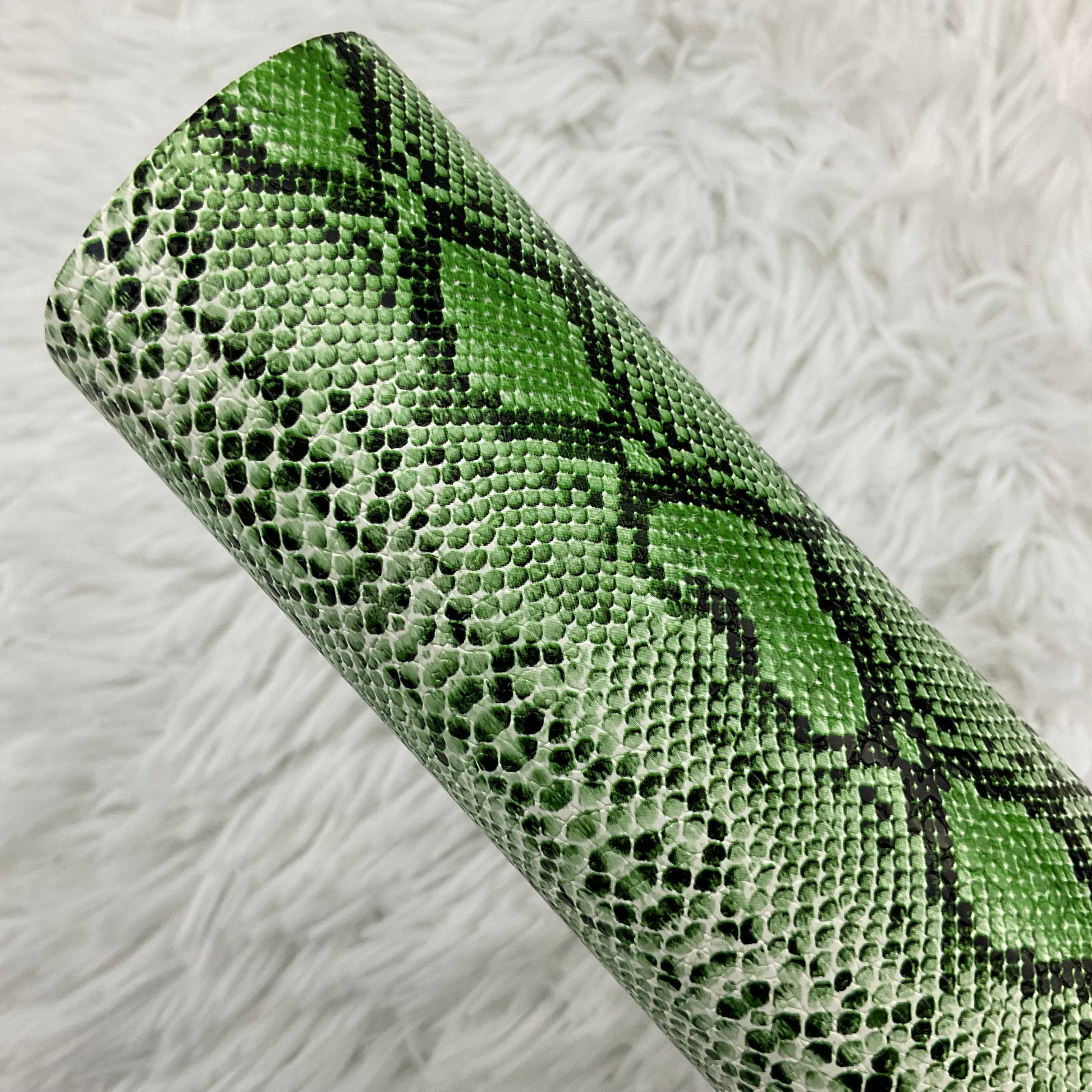 Green Snake Skin Textured Faux Leather