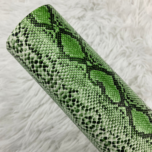Green Snake Skin Textured Faux Leather