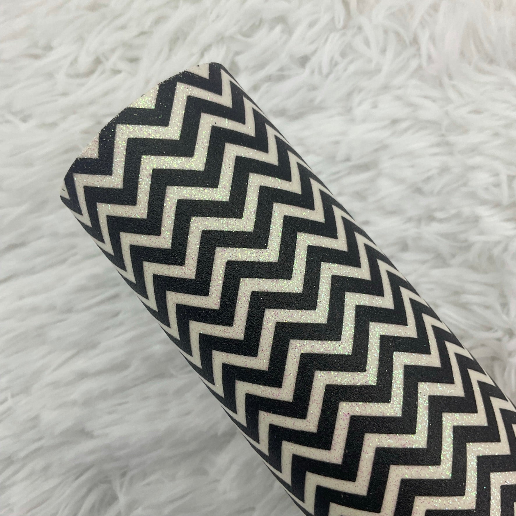 Black and White Chevron Printed Fine Glitter Sheet