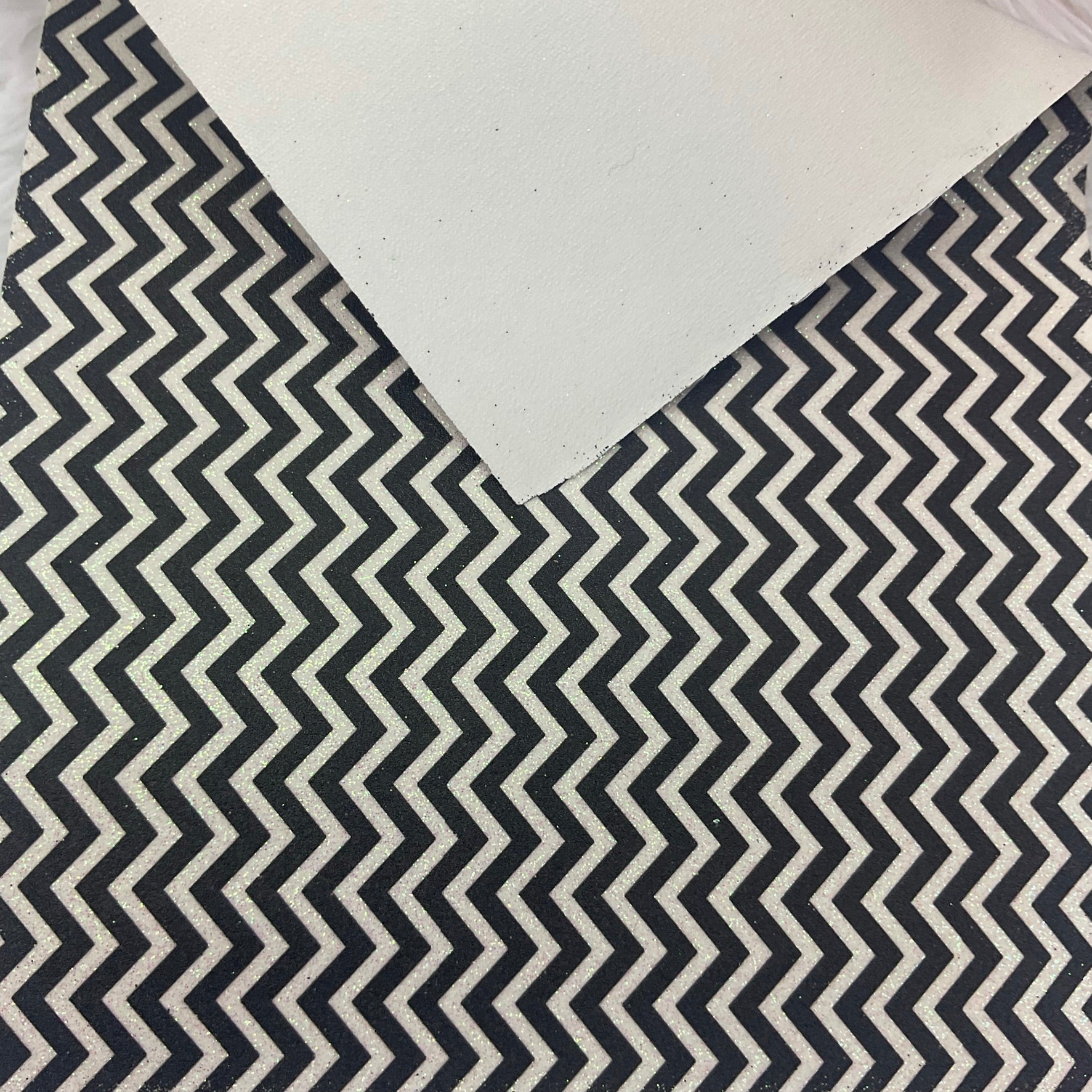 Black and White Chevron Printed Fine Glitter Sheet