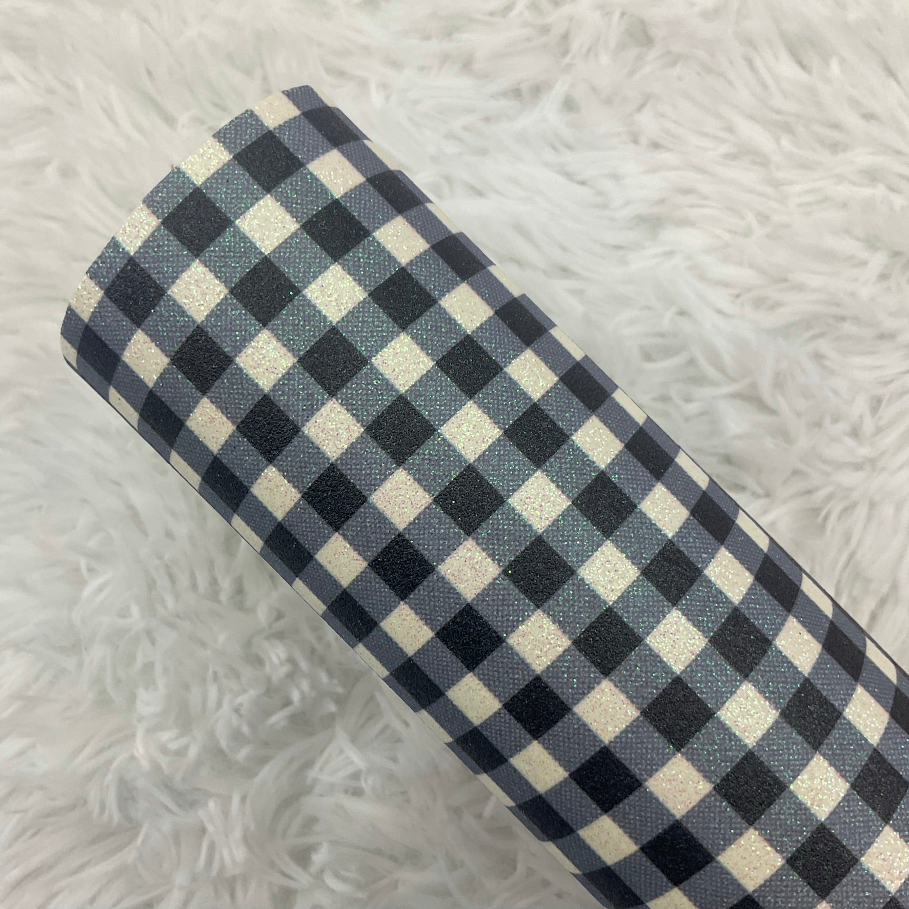 White Buffalo Plaid Printed Fine Glitter Sheet