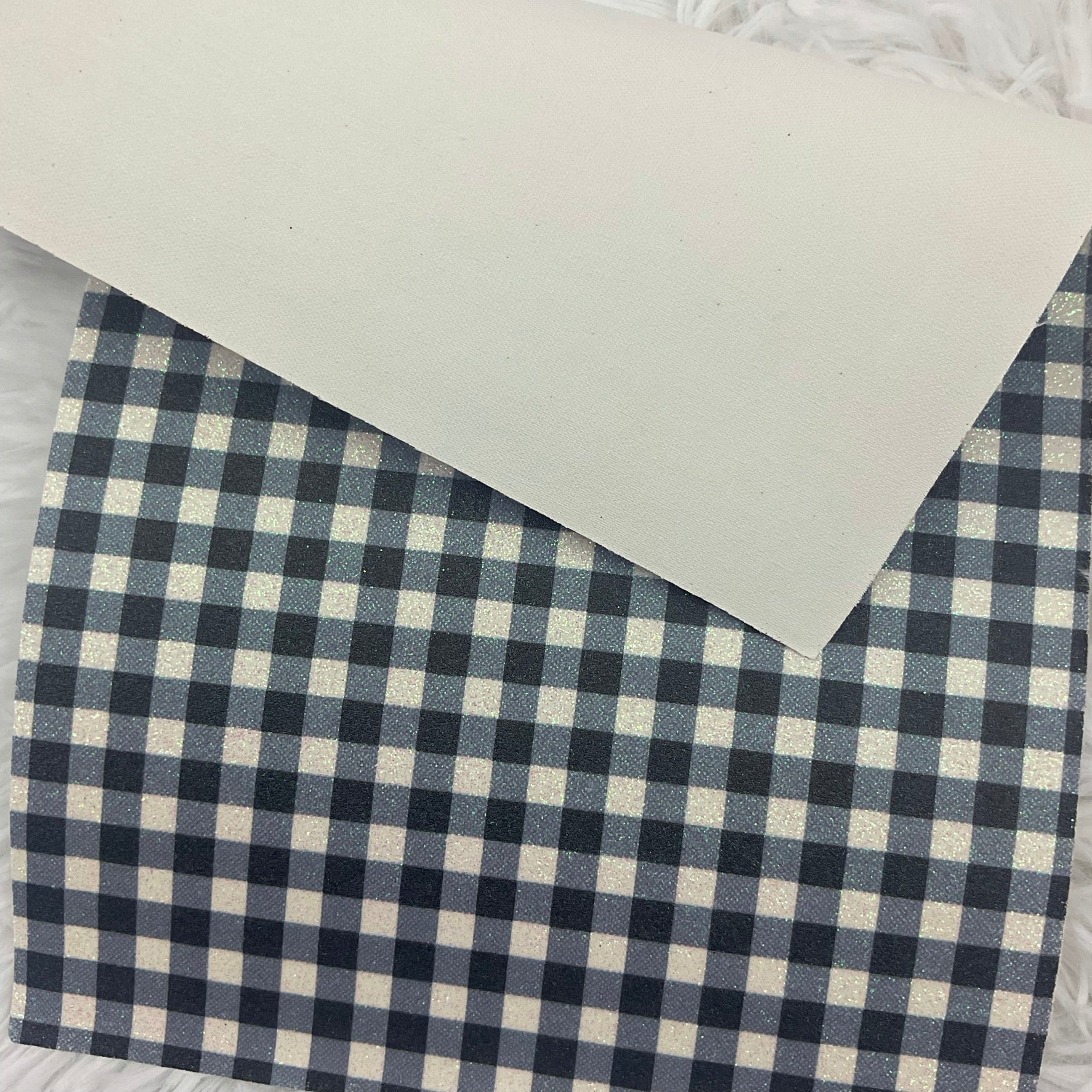 White Buffalo Plaid Printed Fine Glitter Sheet