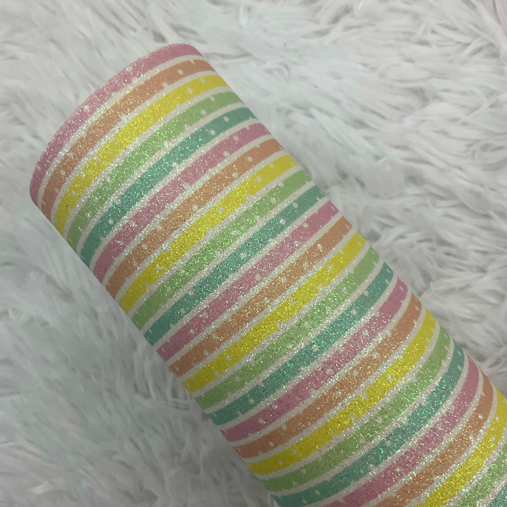 Multicolor Pastels Lines Printed Fine Glitter Sheet