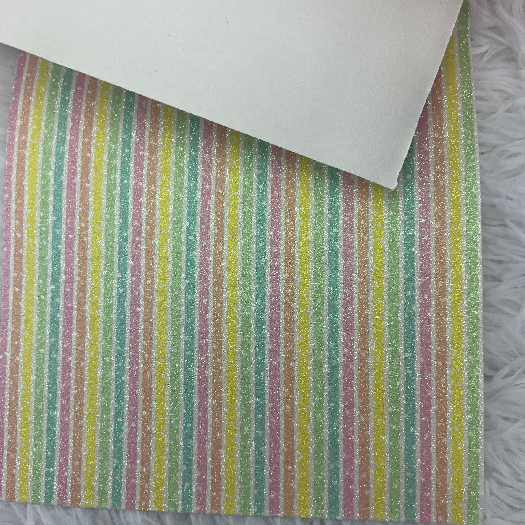 Multicolor Pastels Lines Printed Fine Glitter Sheet