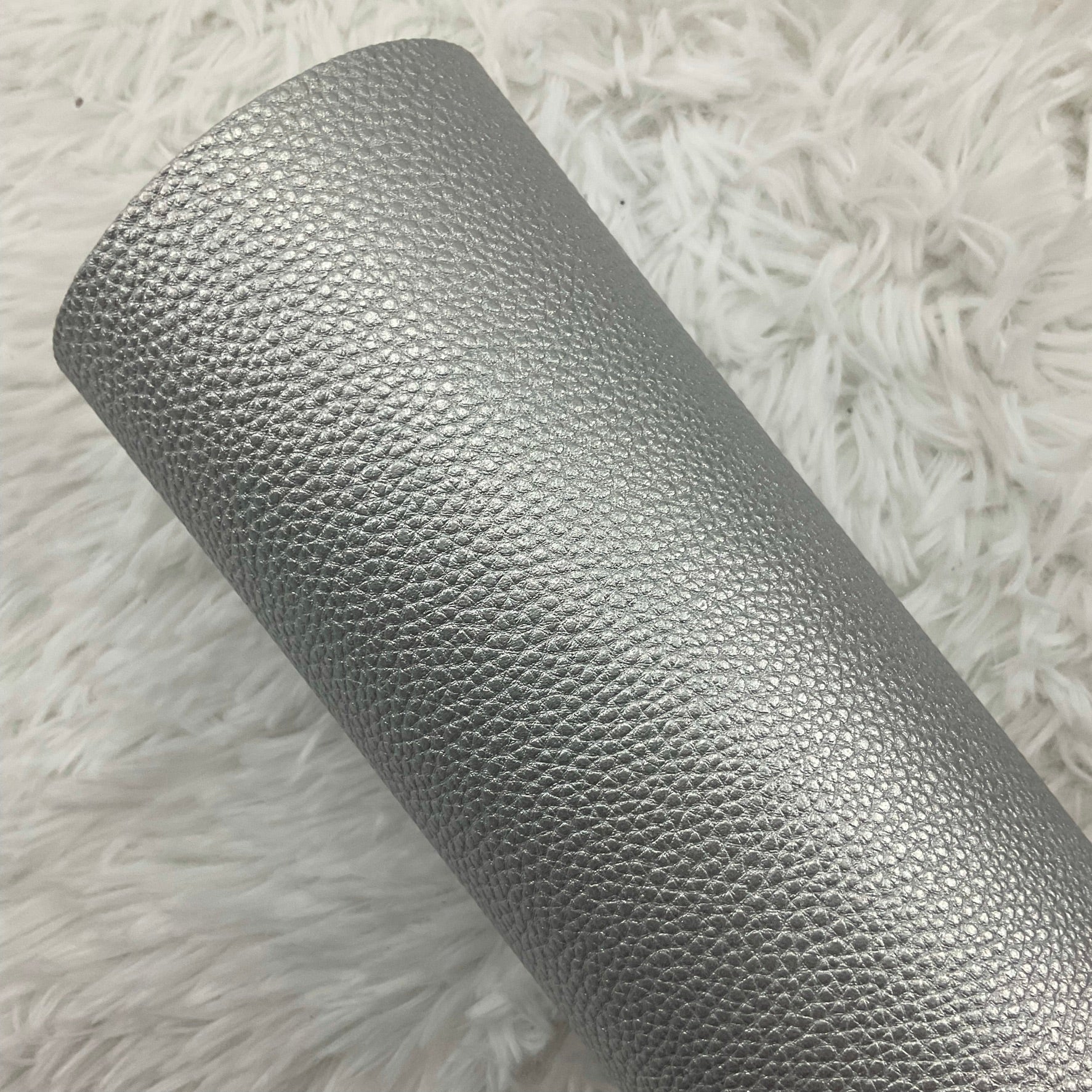 Silver Pebbled Litchi Faux Leather Sheet