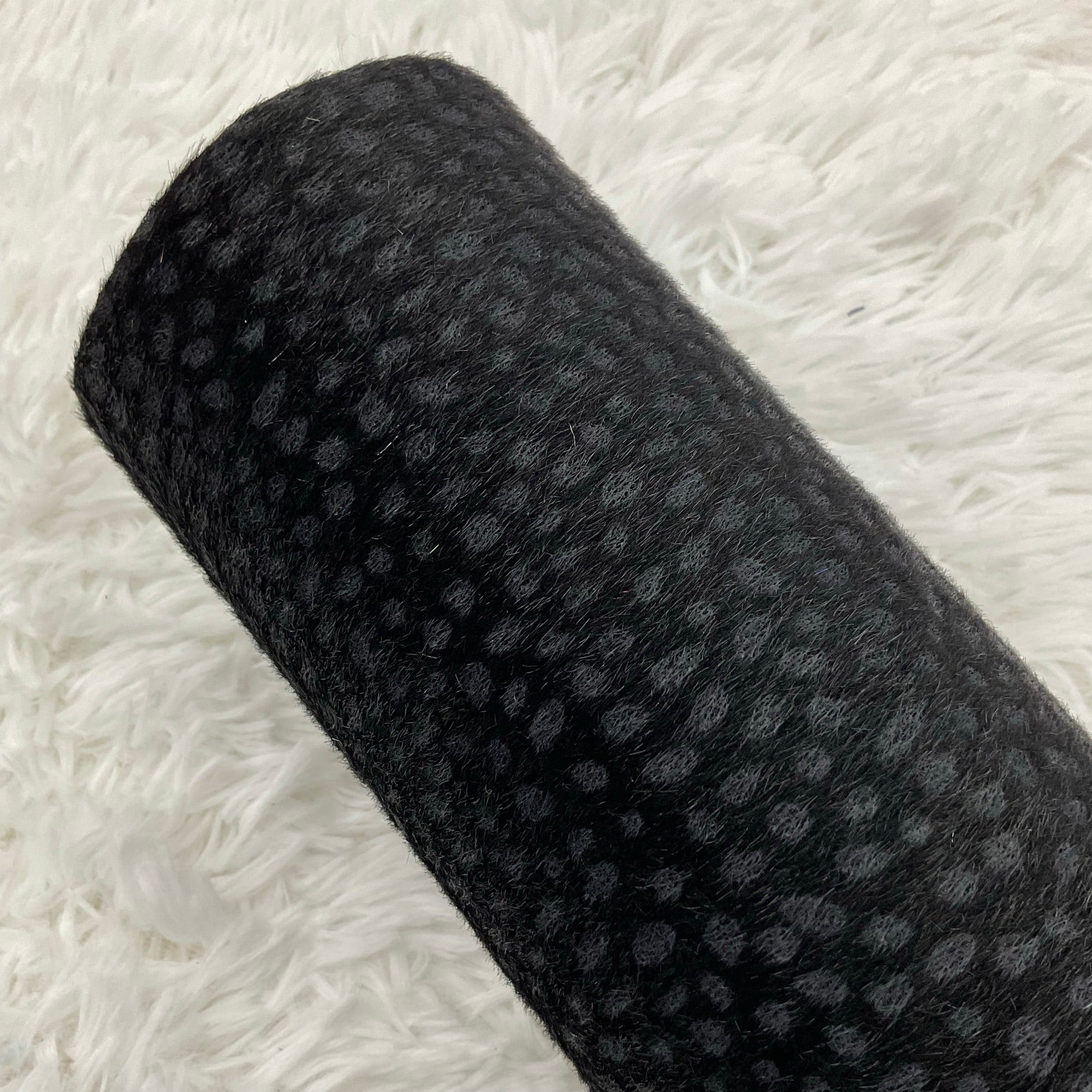 Black Dalmatian Faux Fur Super Flexible Thin Canvas Fabric Sheet