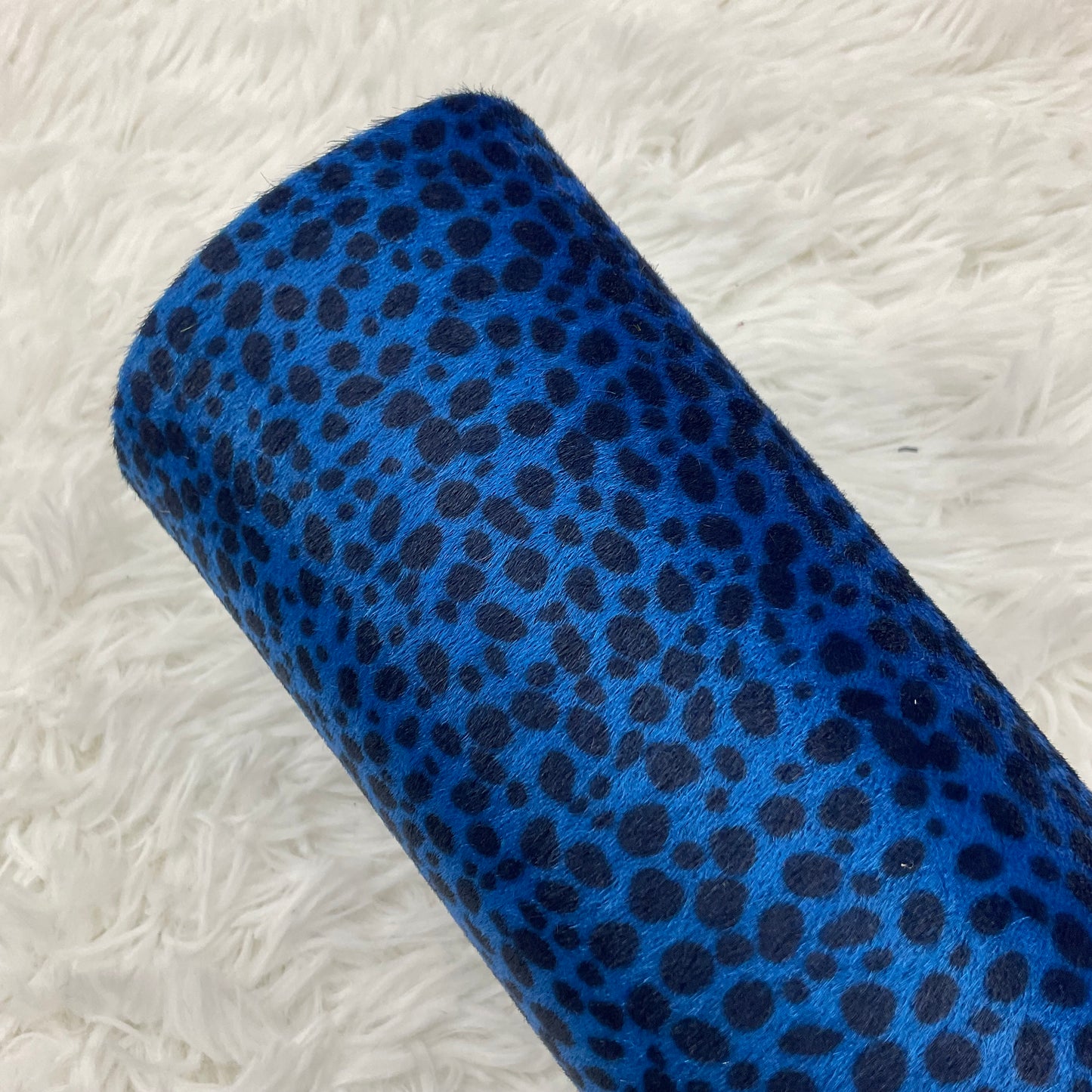 Royal Blue Dalmatian Faux Fur Super Flexible Thin Canvas Fabric Sheet
